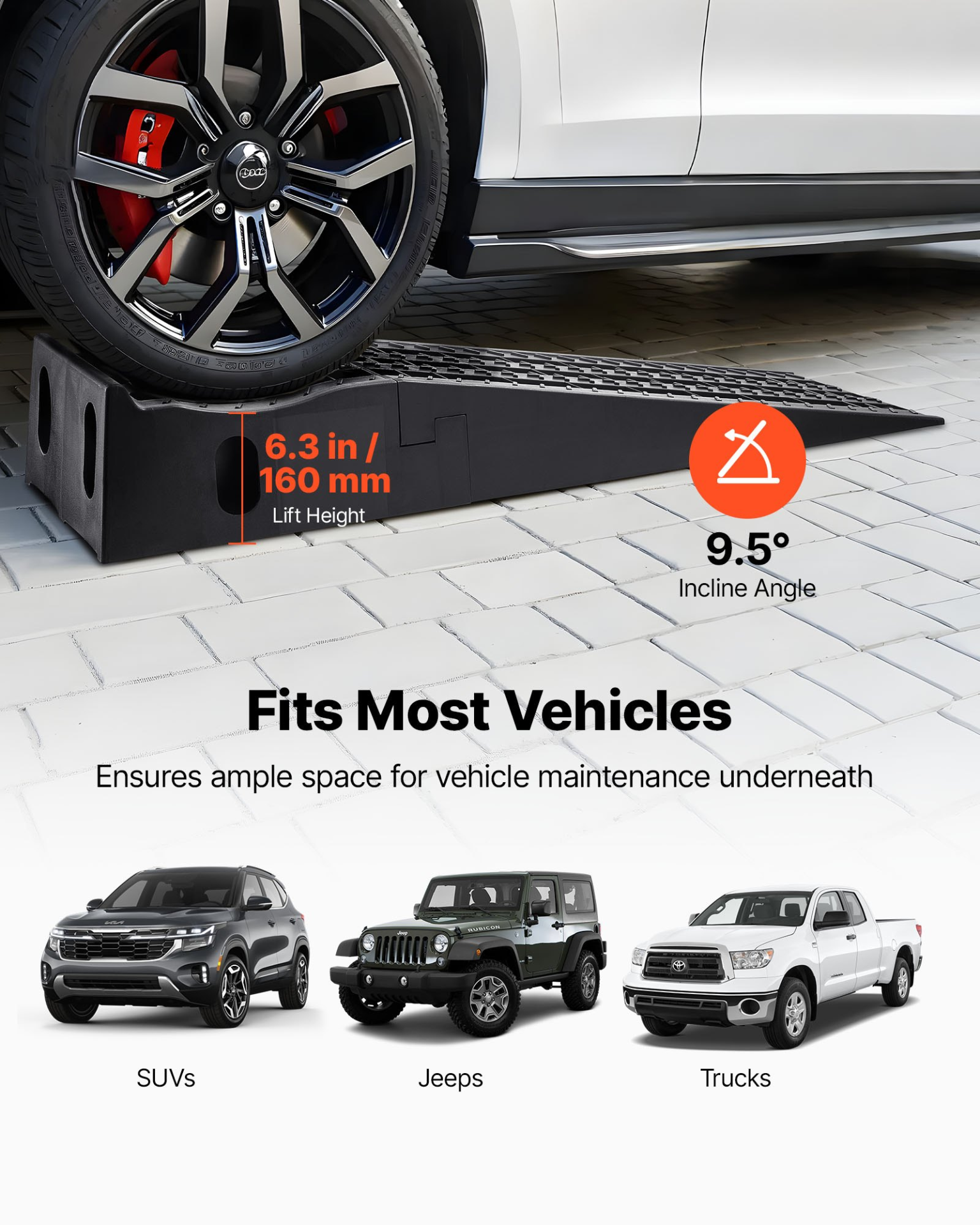 Car Ramps 13000LBS Capacity 6.3in Lift Garage Service Ramps
