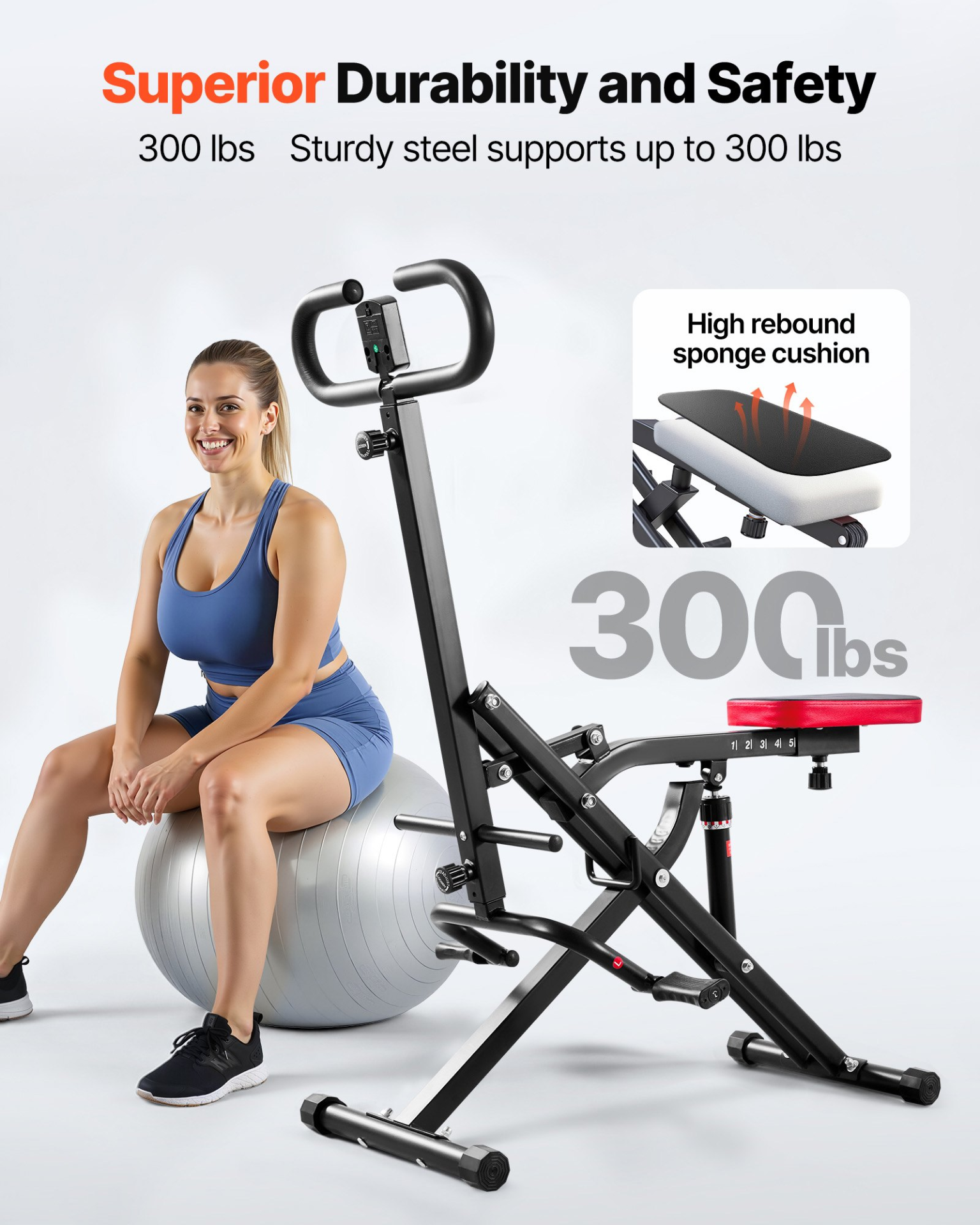 Deep Squat Machine Glute Trainer Rowing Exercise Equipment 12-Level Foldable
