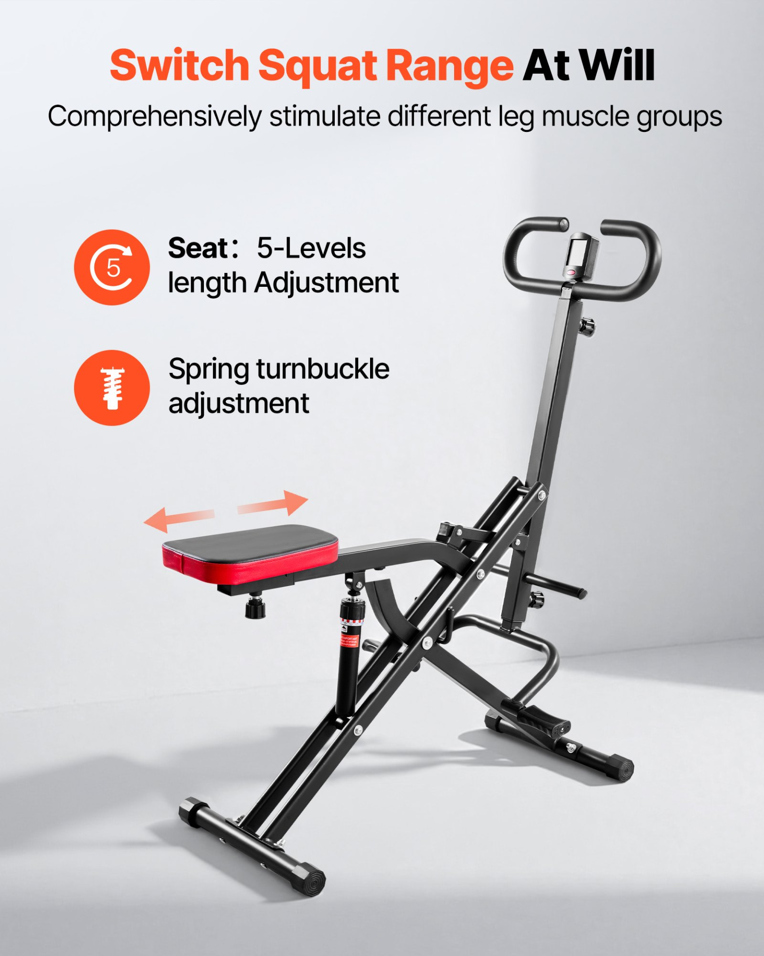 Deep Squat Machine Glute Trainer Rowing Exercise Equipment 12-Level Foldable