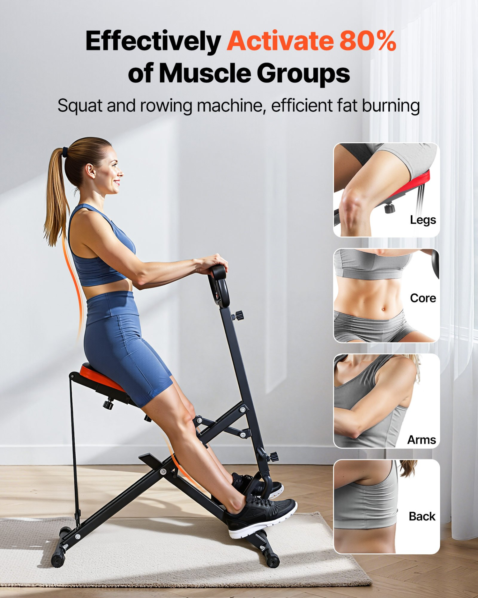 Deep Squat Machine Glute Trainer Rowing Exercise Equipment Foldable Home G 106