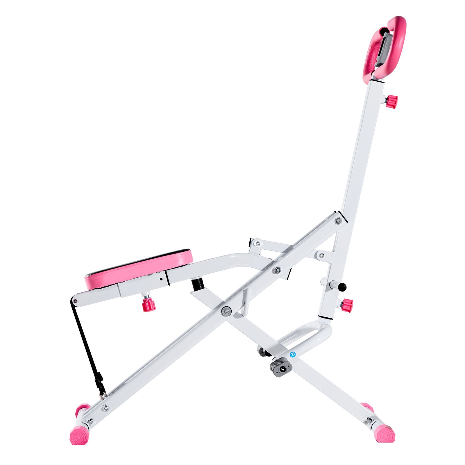 VEVOR White Squat & Rowing Machine, 3 Resistance Bands, Foldable Glute Trainer