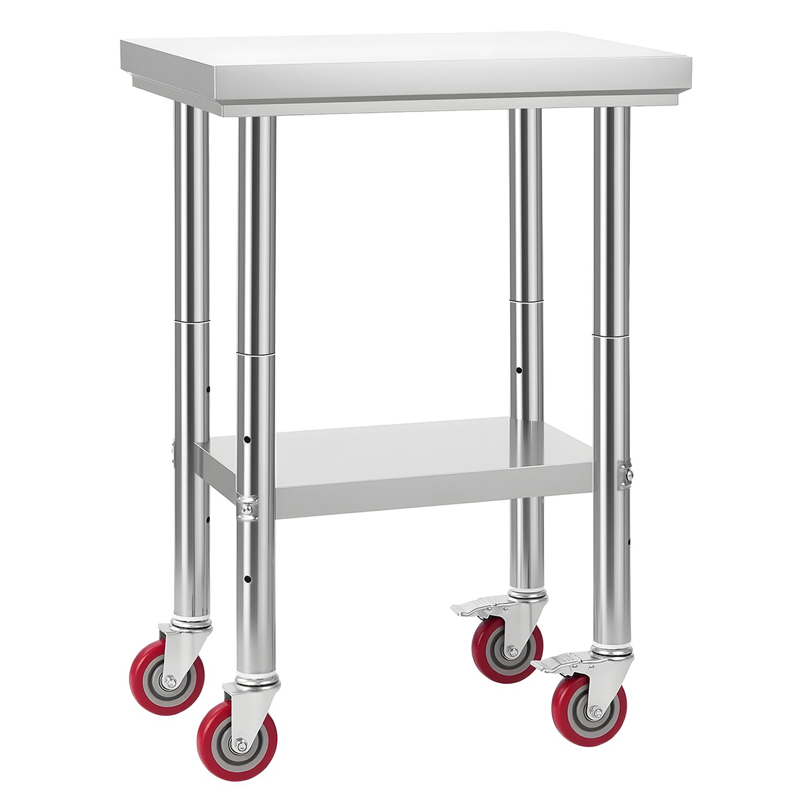 VEVOR 24x18" Stainless Steel Table w/Wheels, Adjustable Shelf