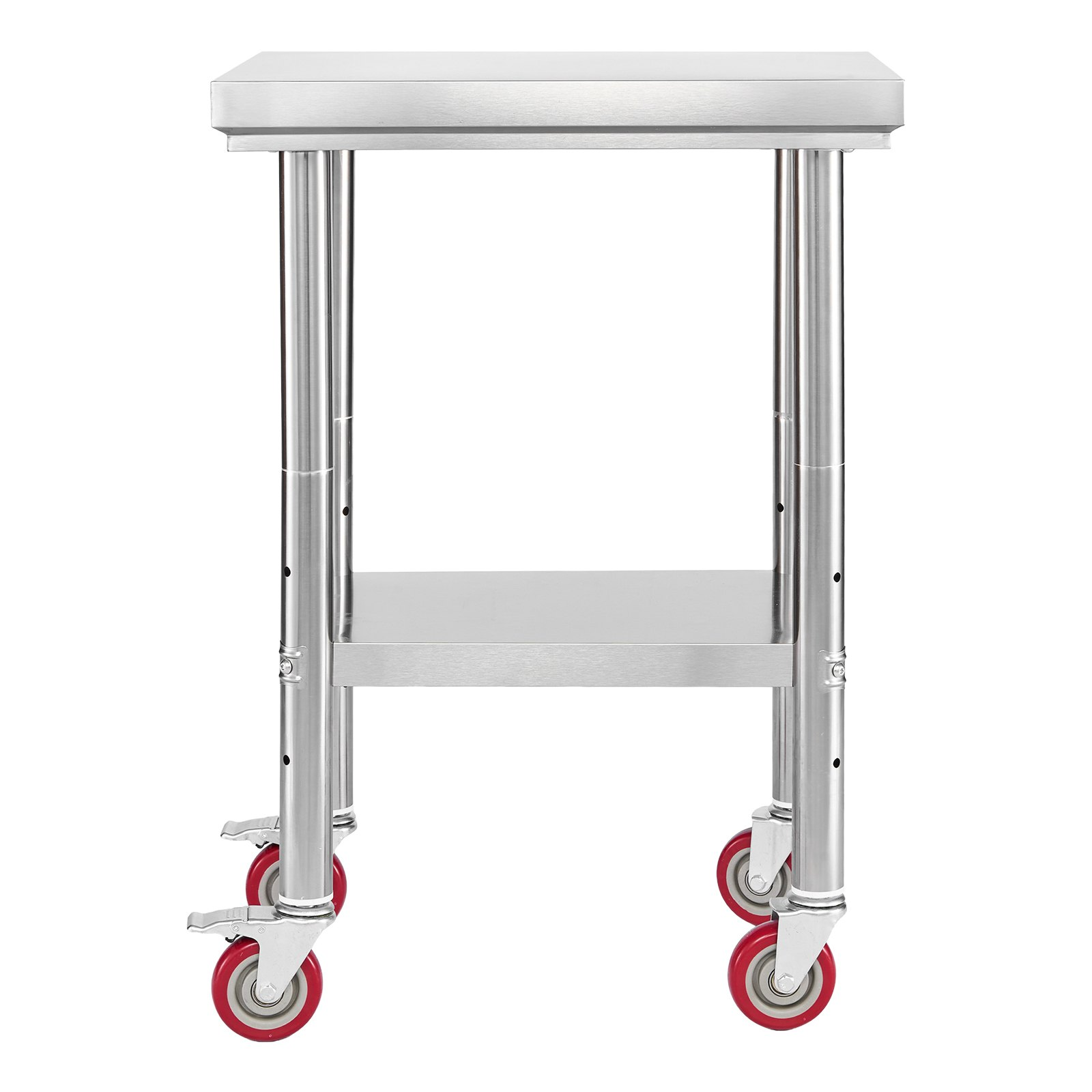 VEVOR 24x18" Stainless Steel Table w/Wheels, Adjustable Shelf