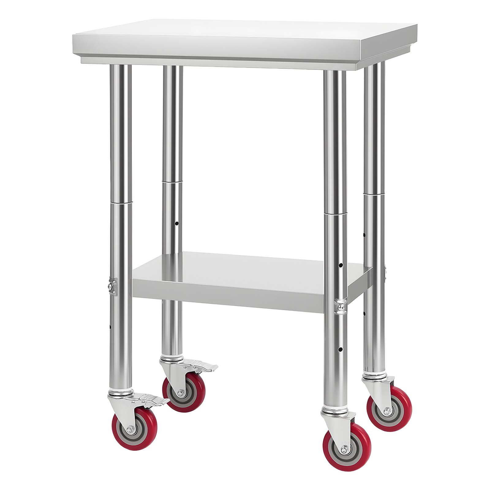 VEVOR 24x18" Stainless Steel Table w/Wheels, Adjustable Shelf