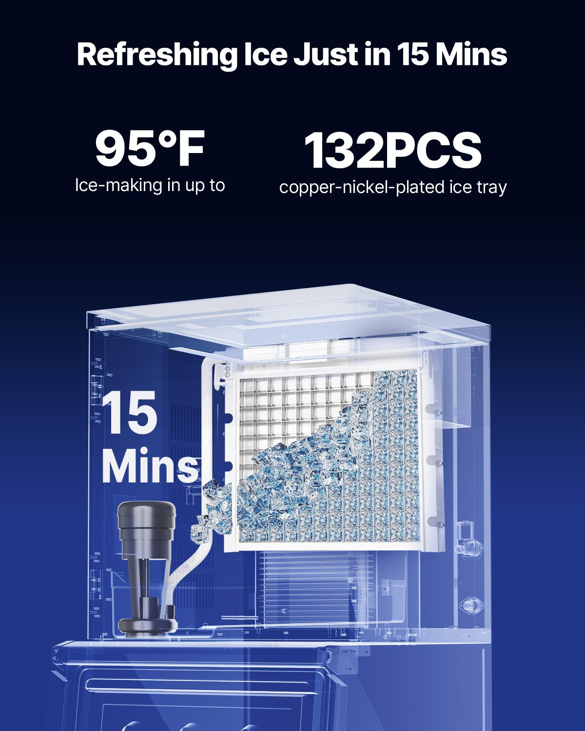 300lb/Day Commercial Ice Maker Head SS Self-Clean Adjustable