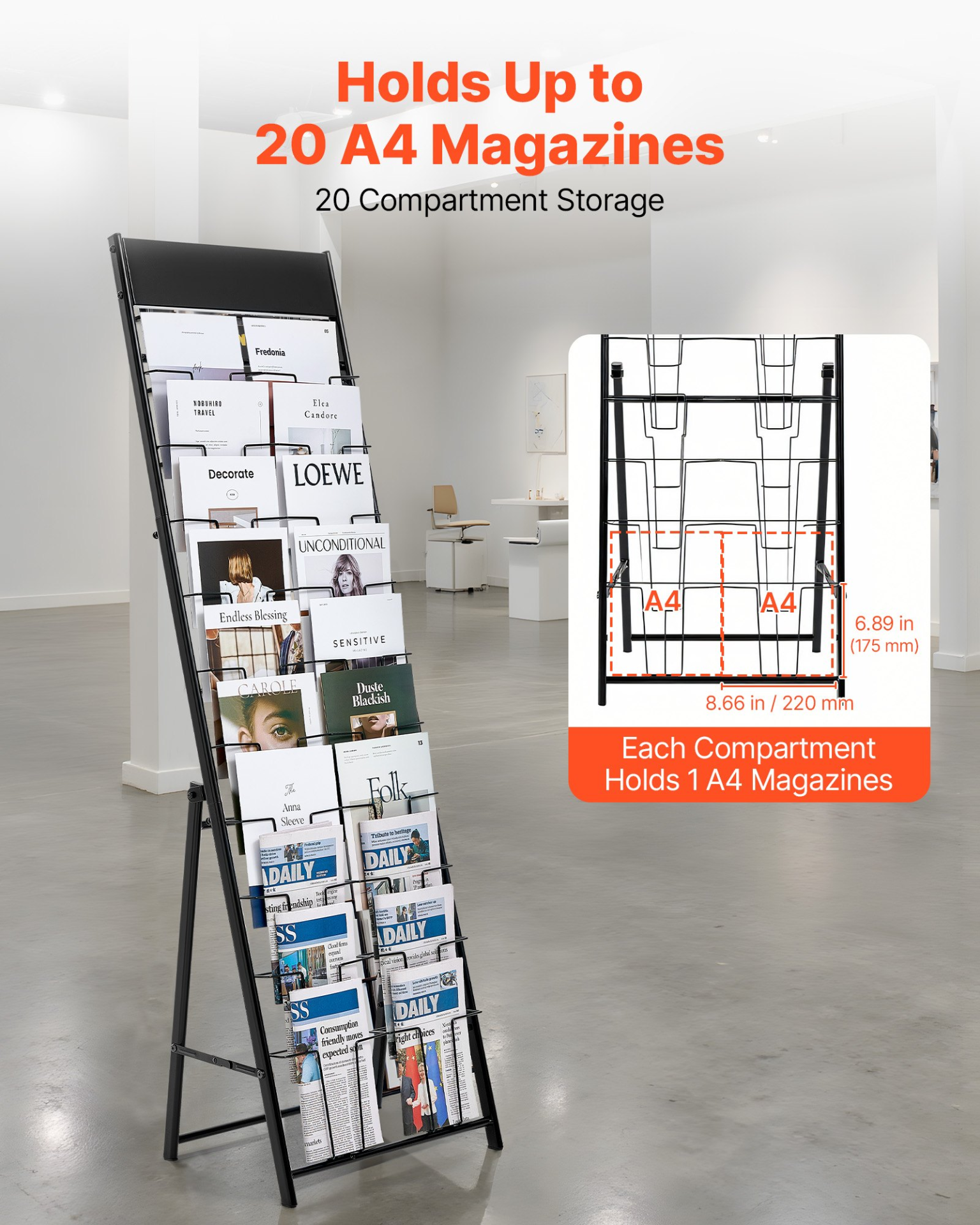 Used Brochure Display Racks VEVOR 20-Pocket Brochure Display Rack, Floor Standing, Black | eBay