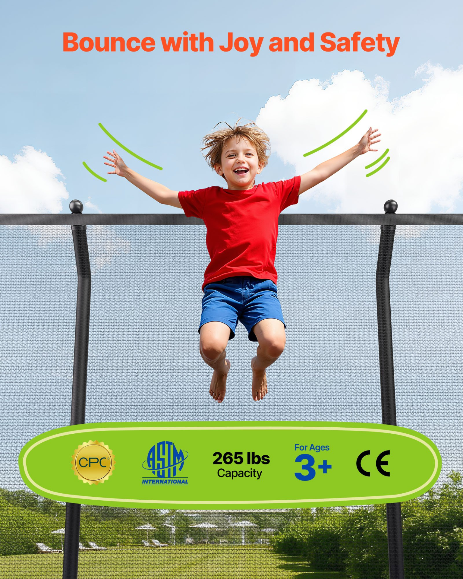 8x14FT Rectangle Trampoline w/ Enclosure Net ASTM Approved for Kids Adults