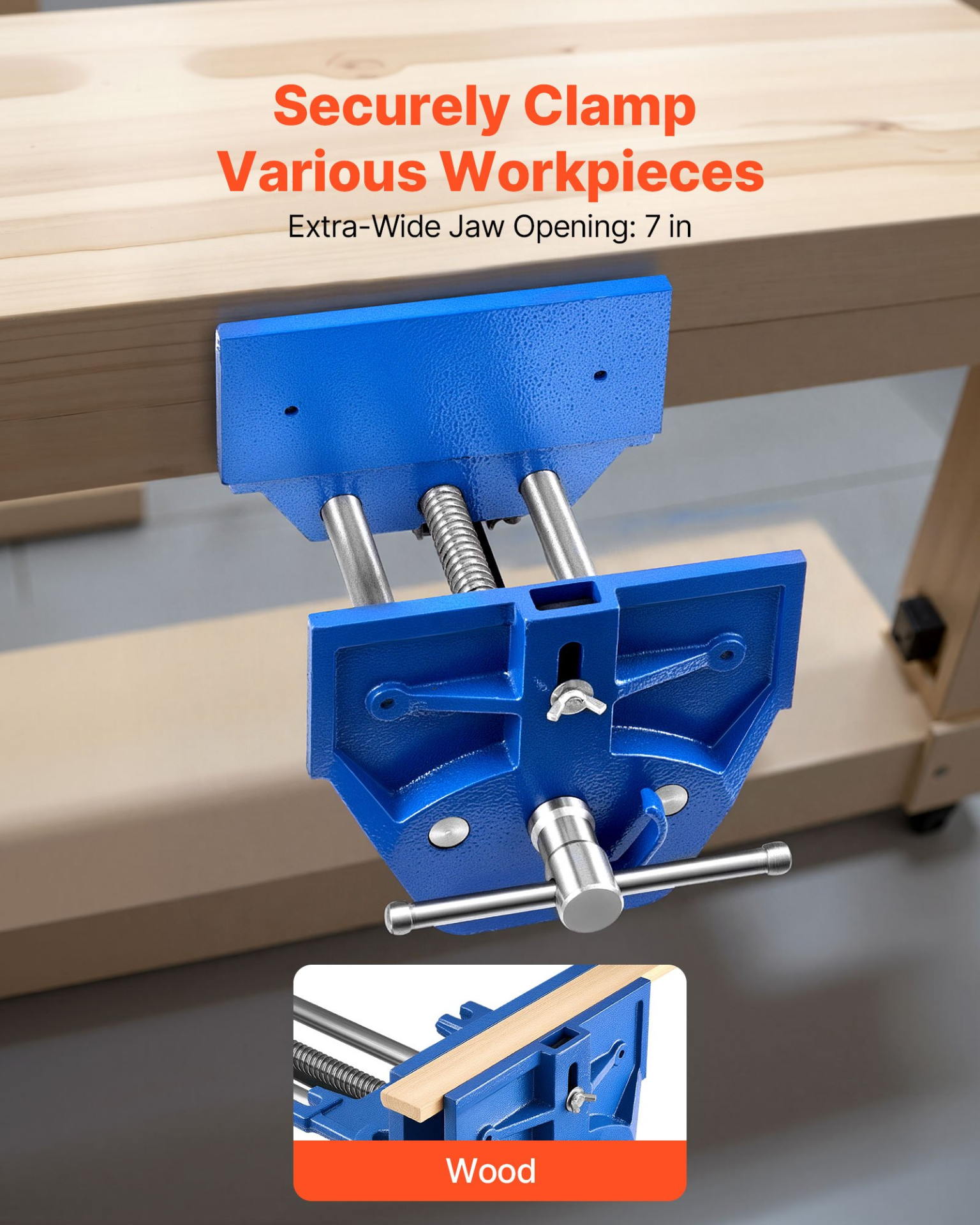 VEVOR 7" Quick Release Woodworking Vise, 8" Jaw, Cast Iron