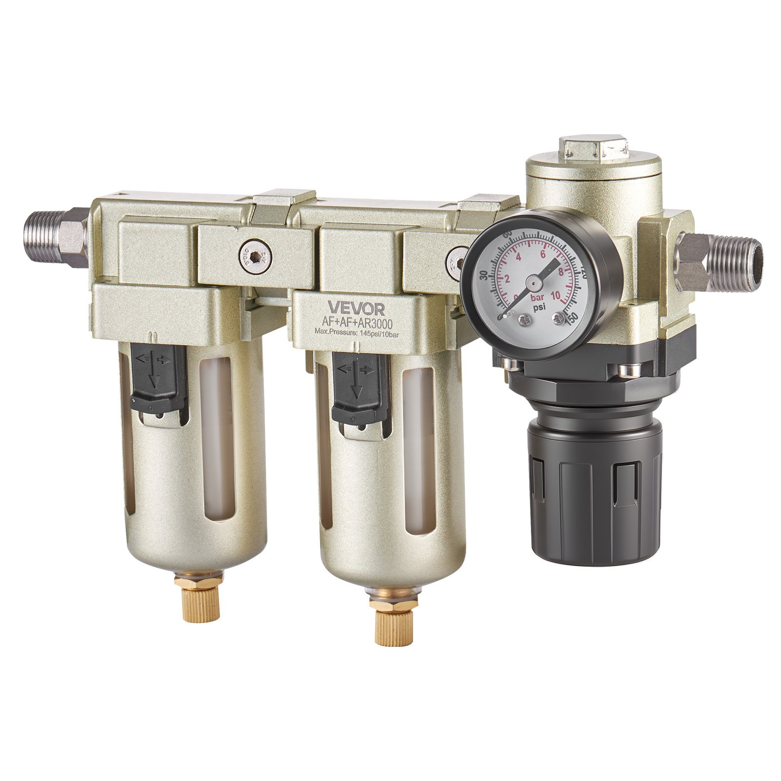3/8" NPT Air Compressor Filter Regulator Dual Stage Dryer w/ Water Separator