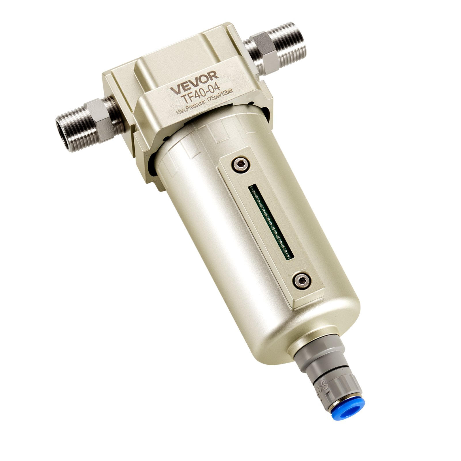 VEVOR 1/2" NPT Air Compressor Water Separator, 175PSI, Auto Drain, 5μm