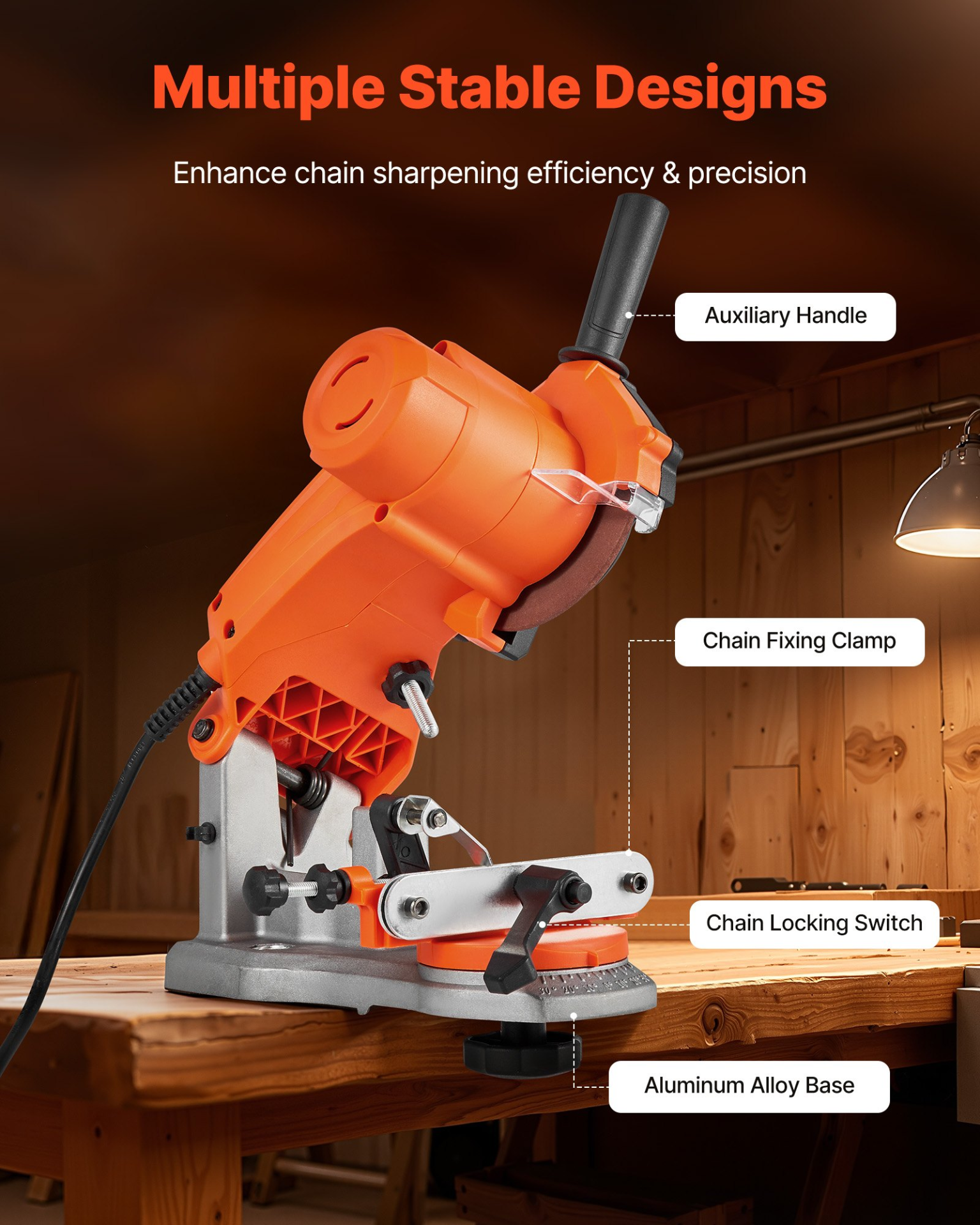 VEVOR 85W Electric Chainsaw Sharpener, 5000RPM, w/LED Light