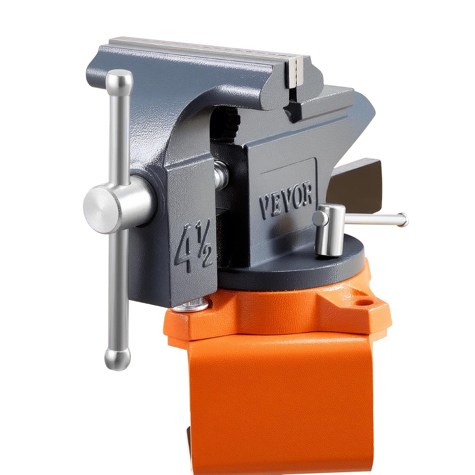 VEVOR 4.5" Bench Vise, 270° Swivel Base, Quick Release, Cast Iron