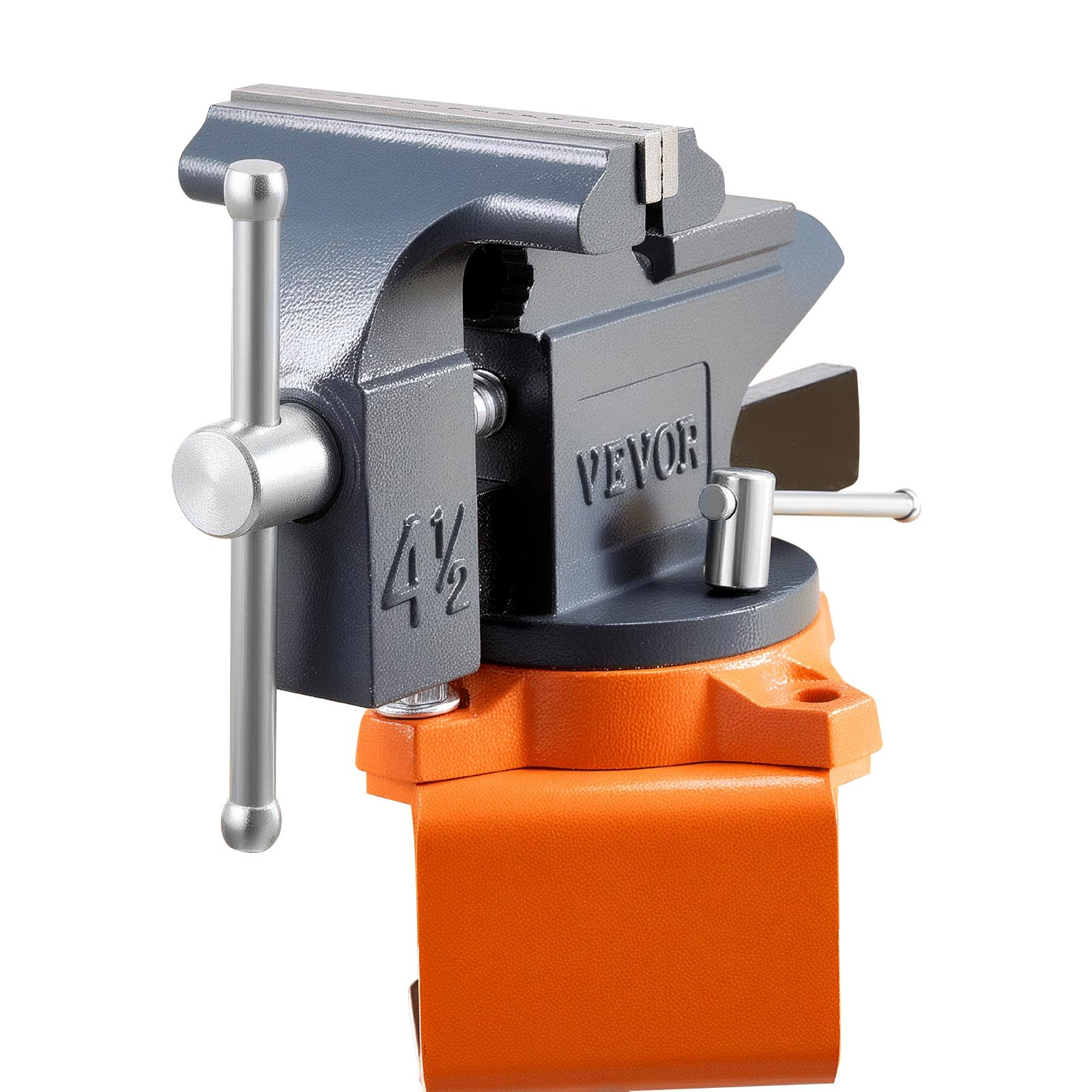 VEVOR 4.5" Bench Vise, 270° Swivel Base, Quick Release, Cast Iron