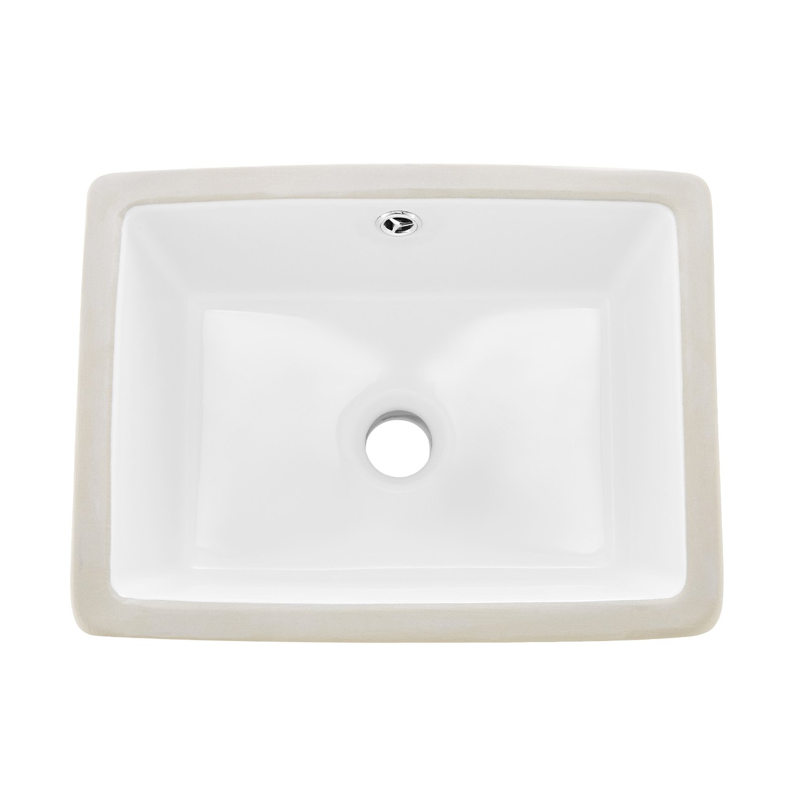 Undermount Bathroom Sink 15.8x12in Rectangular White Ceramic w/ Overflow