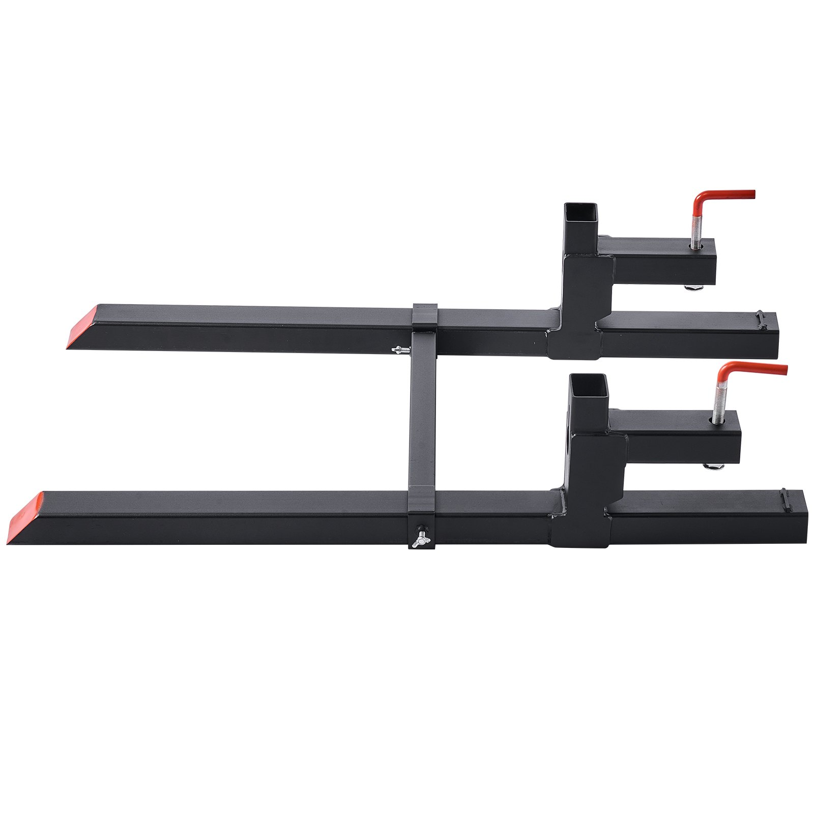 Clamp On Pallet Forks 2000LBS 43" Heavy Duty Tractor Fork w Stabilizer Bar Black