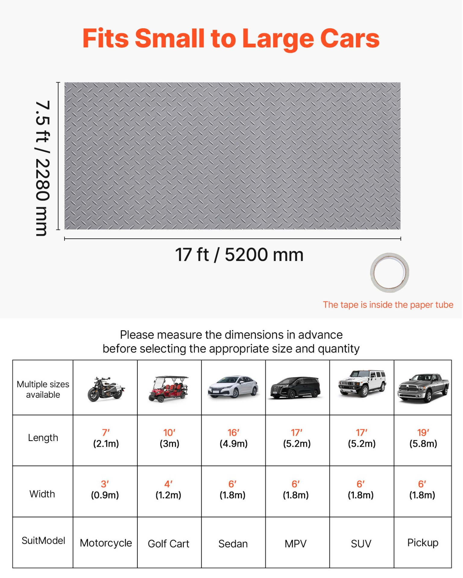 Garage Floor Roll, 7.5 x 17 ft Garage Flooring Mat, Silver Gray