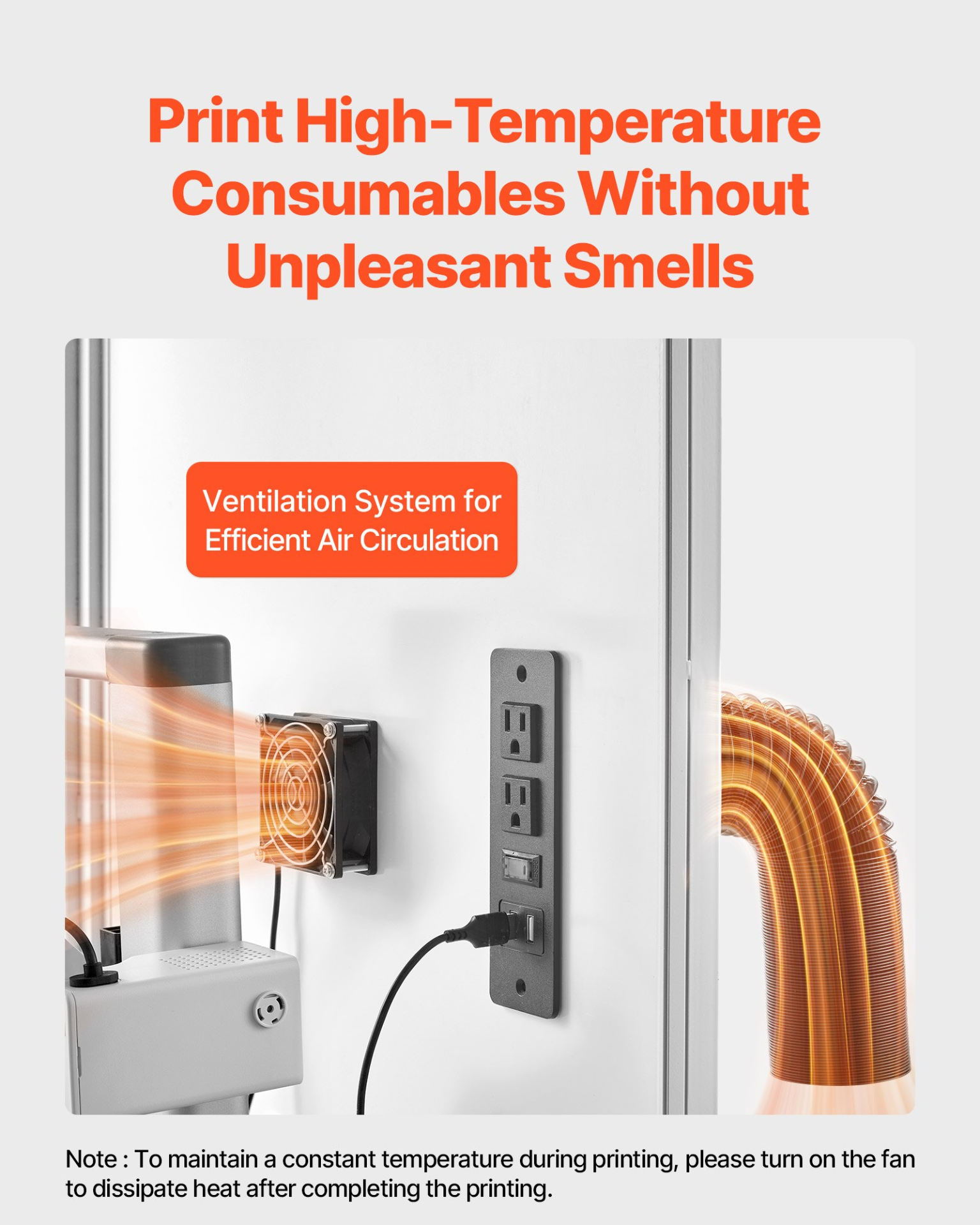 VEVOR Acrylic 3D Printer Enclosure w/Vent, LED, 600x600x800mm