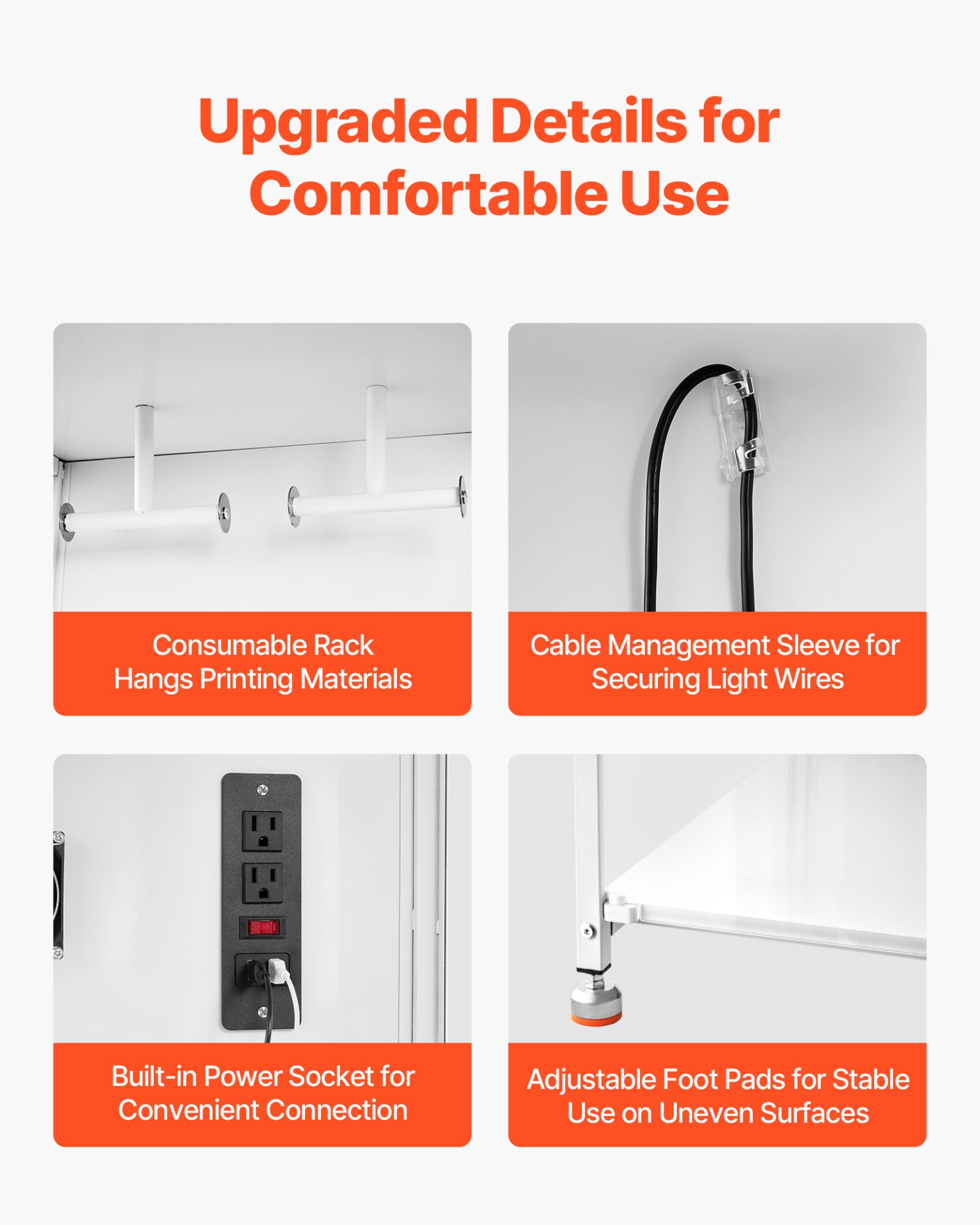 VEVOR Acrylic 3D Printer Enclosure w/Vent, LED, 600x600x800mm