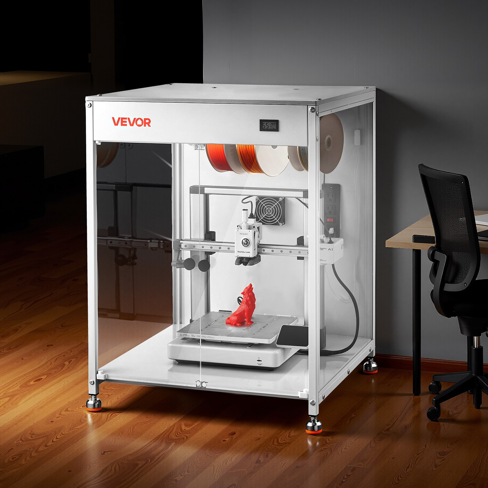 VEVOR Acrylic 3D Printer Enclosure w/Vent, LED, 600x600x800mm