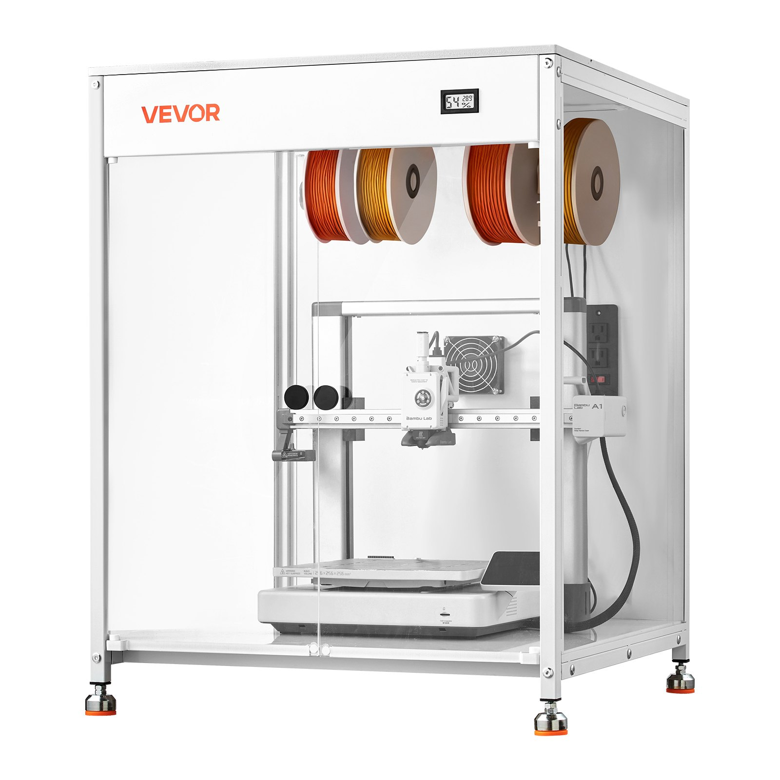 VEVOR Acrylic 3D Printer Enclosure w/Vent, LED, 600x600x800mm