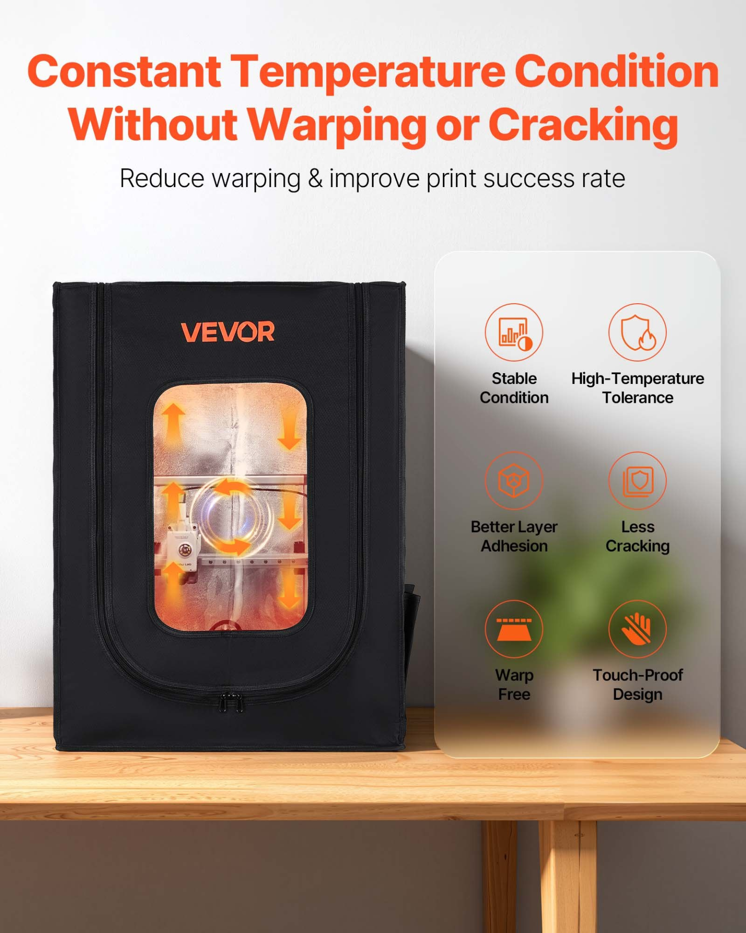 VEVOR Universal 3D Printer Enclosure, LED Tent, 550x650x750mm