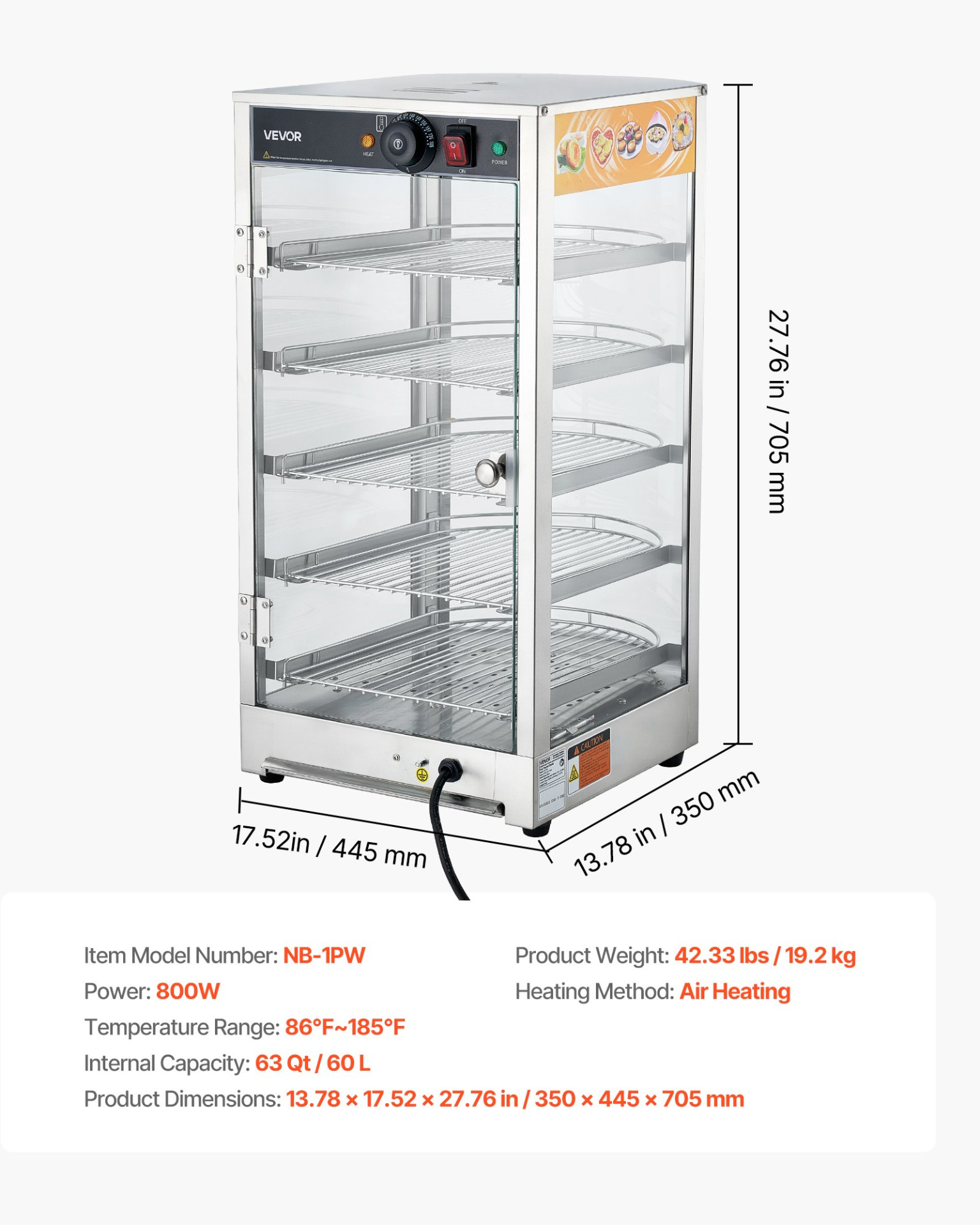 5-Tier Commercial Food Warmer Display, Fried Chicken