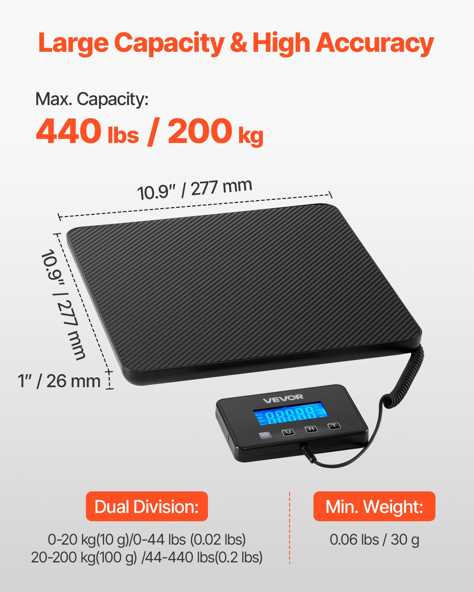 Digital Postal Scale, Battery & Charging Cable Included