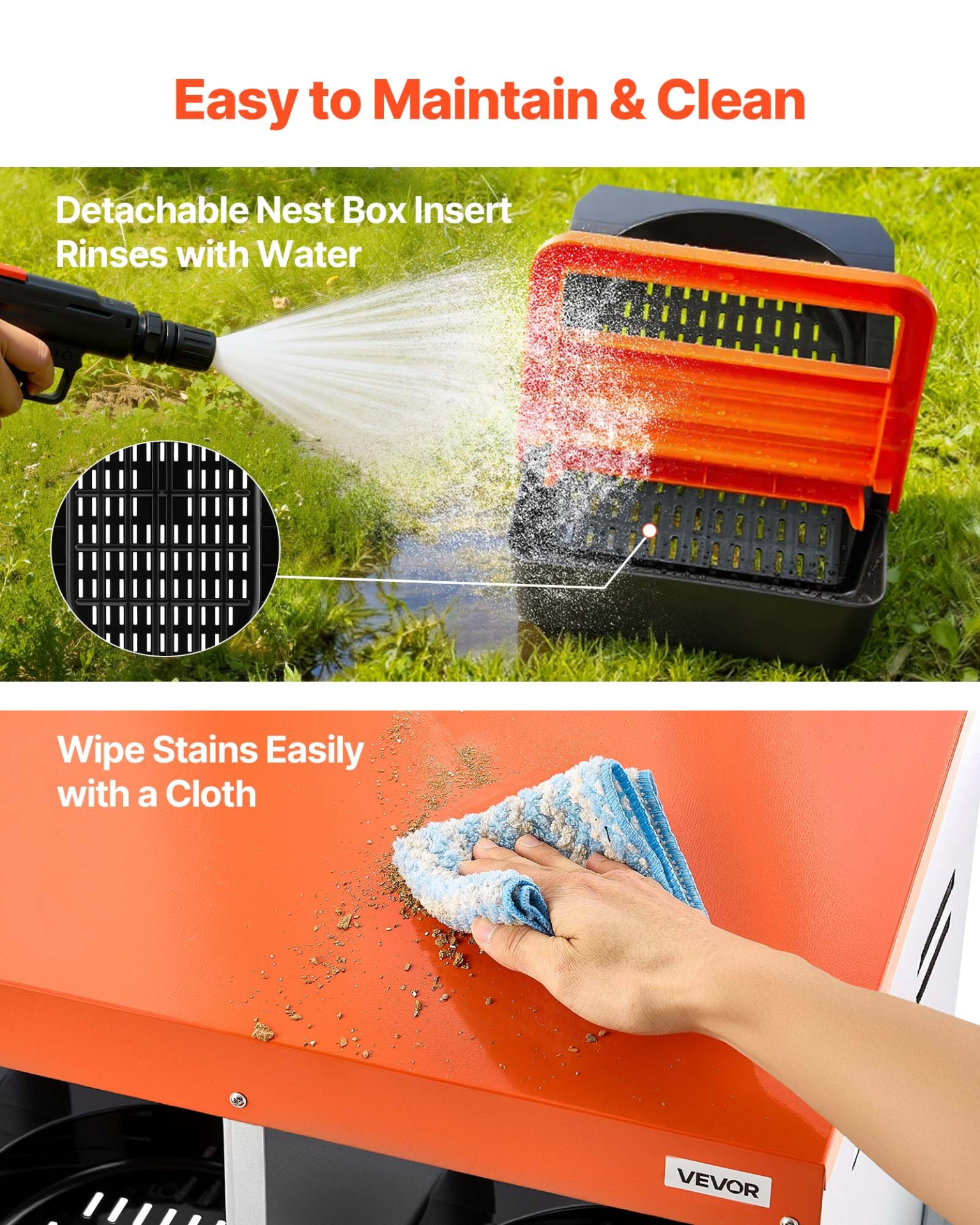 VEVOR 6-Hole Chicken Nesting Box with Legs, Roll-Away Egg Collection