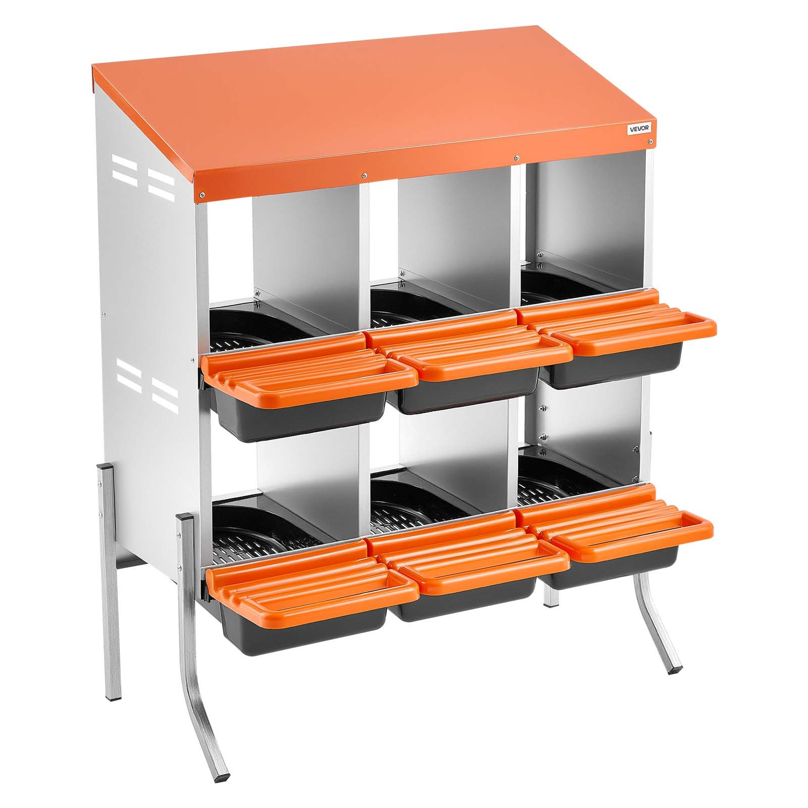 VEVOR 6-Hole Chicken Nesting Box with Legs, Roll-Away Egg Collection