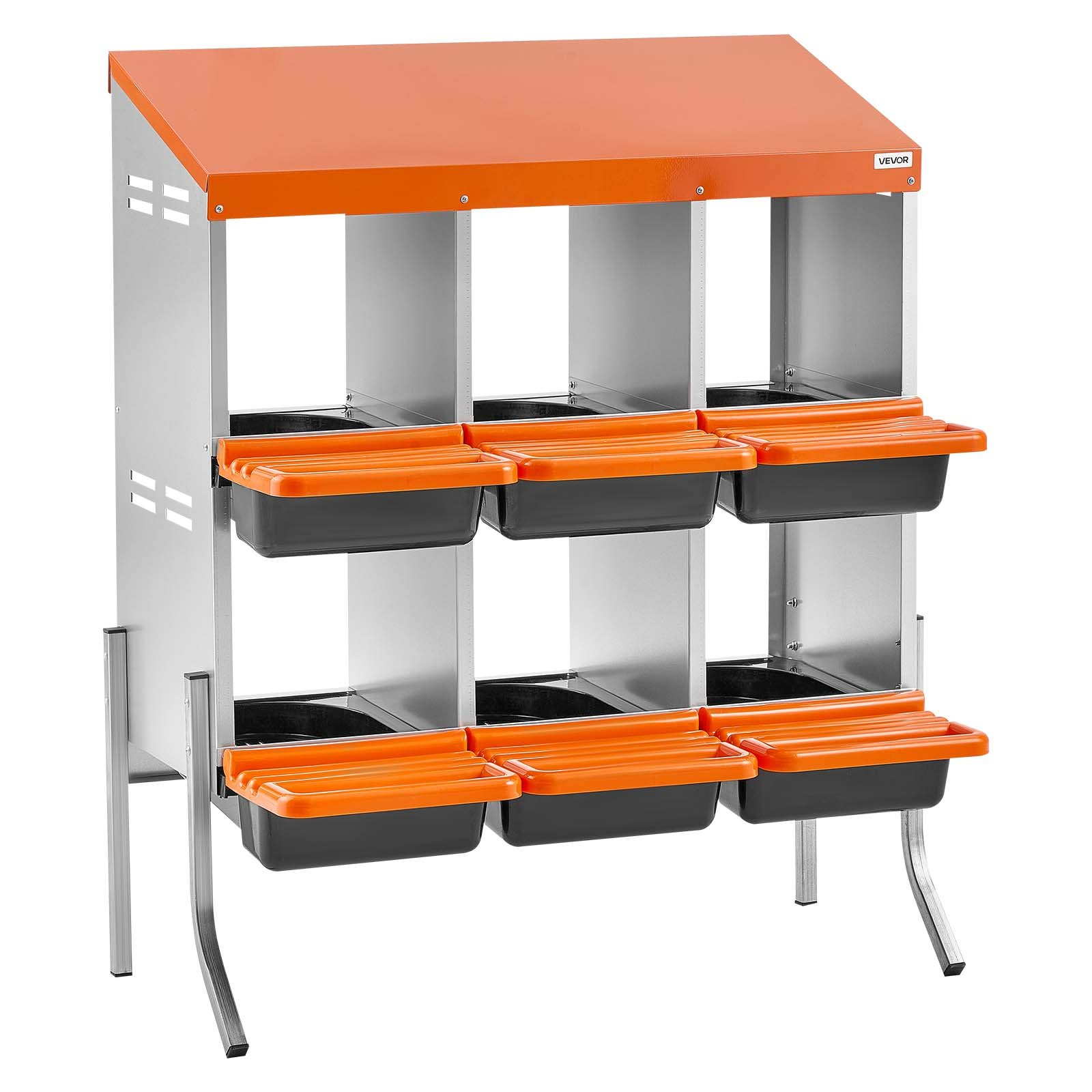 VEVOR 6-Hole Chicken Nesting Box with Legs, Roll-Away Egg Collection