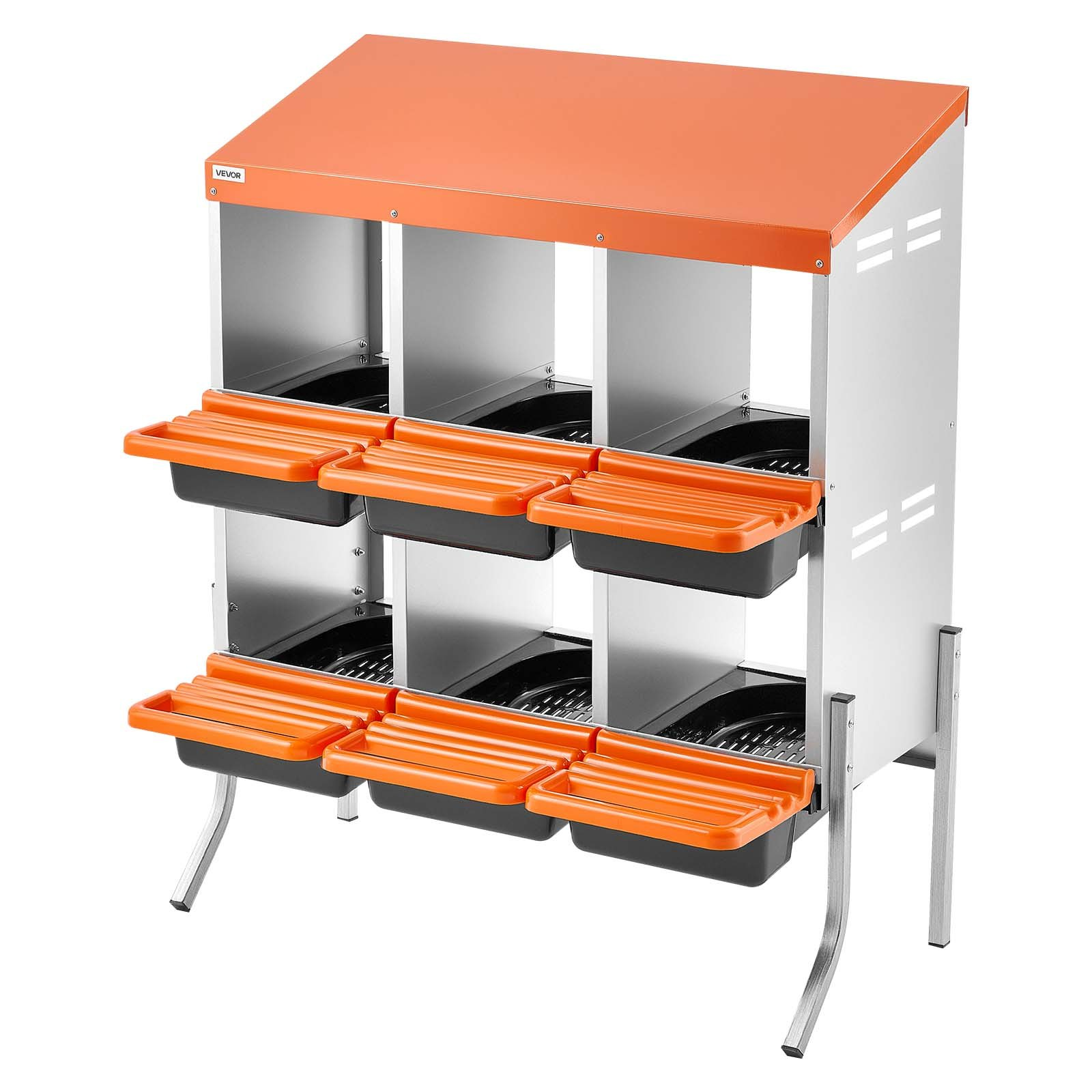 VEVOR 6-Hole Chicken Nesting Box with Legs, Roll-Away Egg Collection