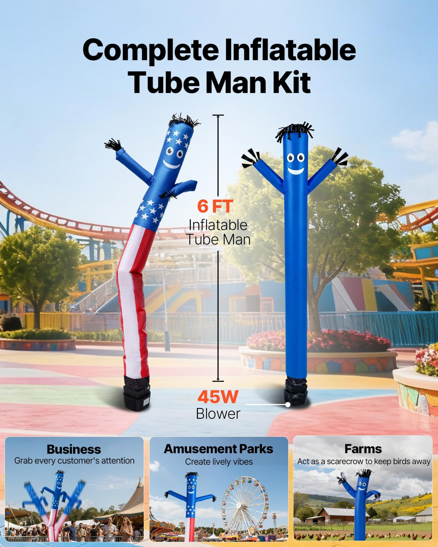 Inflatable Tube Man 6ft w/ Blower Wacky Waving Air Dancer Outdoor