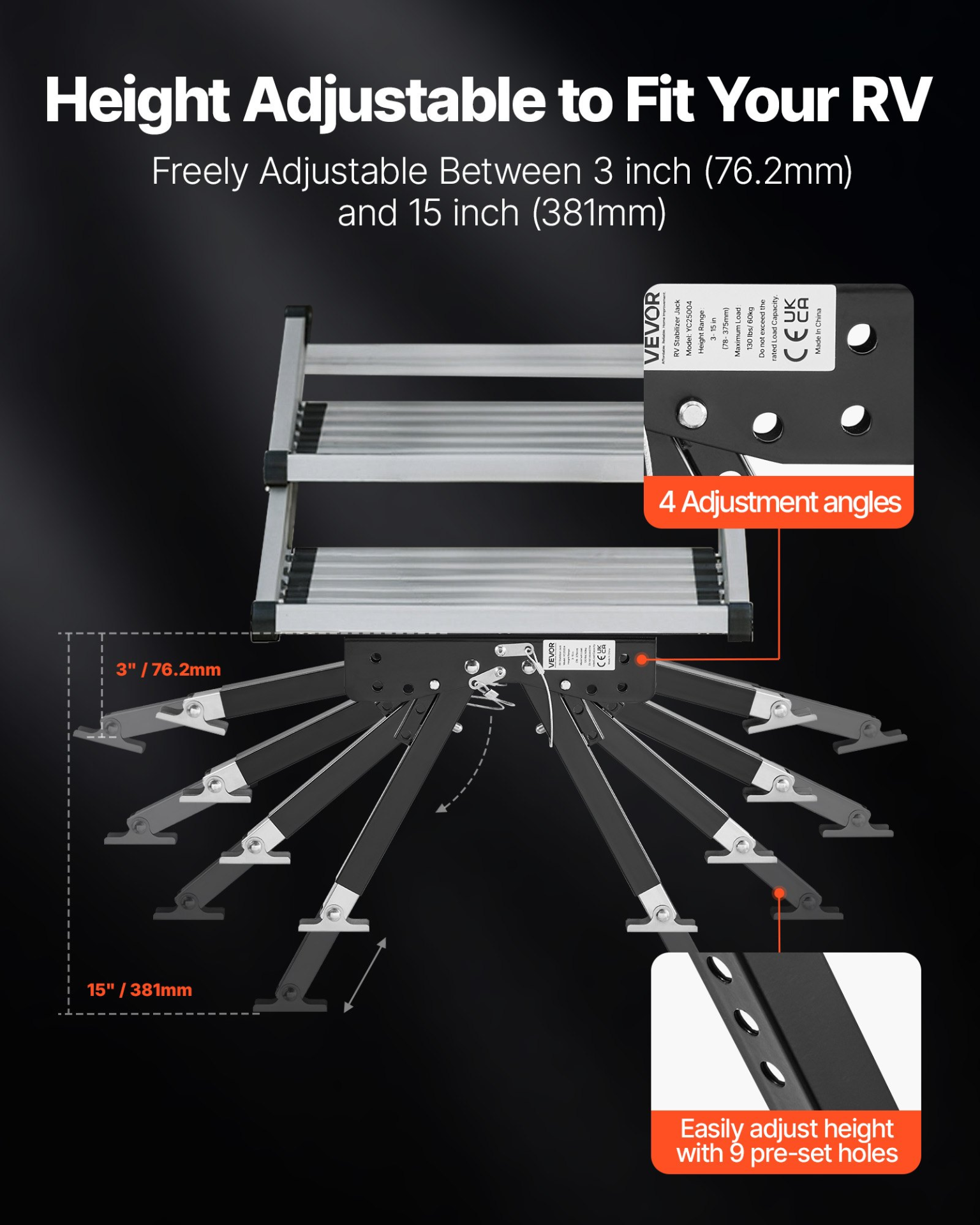 VEVOR RV Step Stabilizer Kit – Height-Adjustable Camper Stair Support
