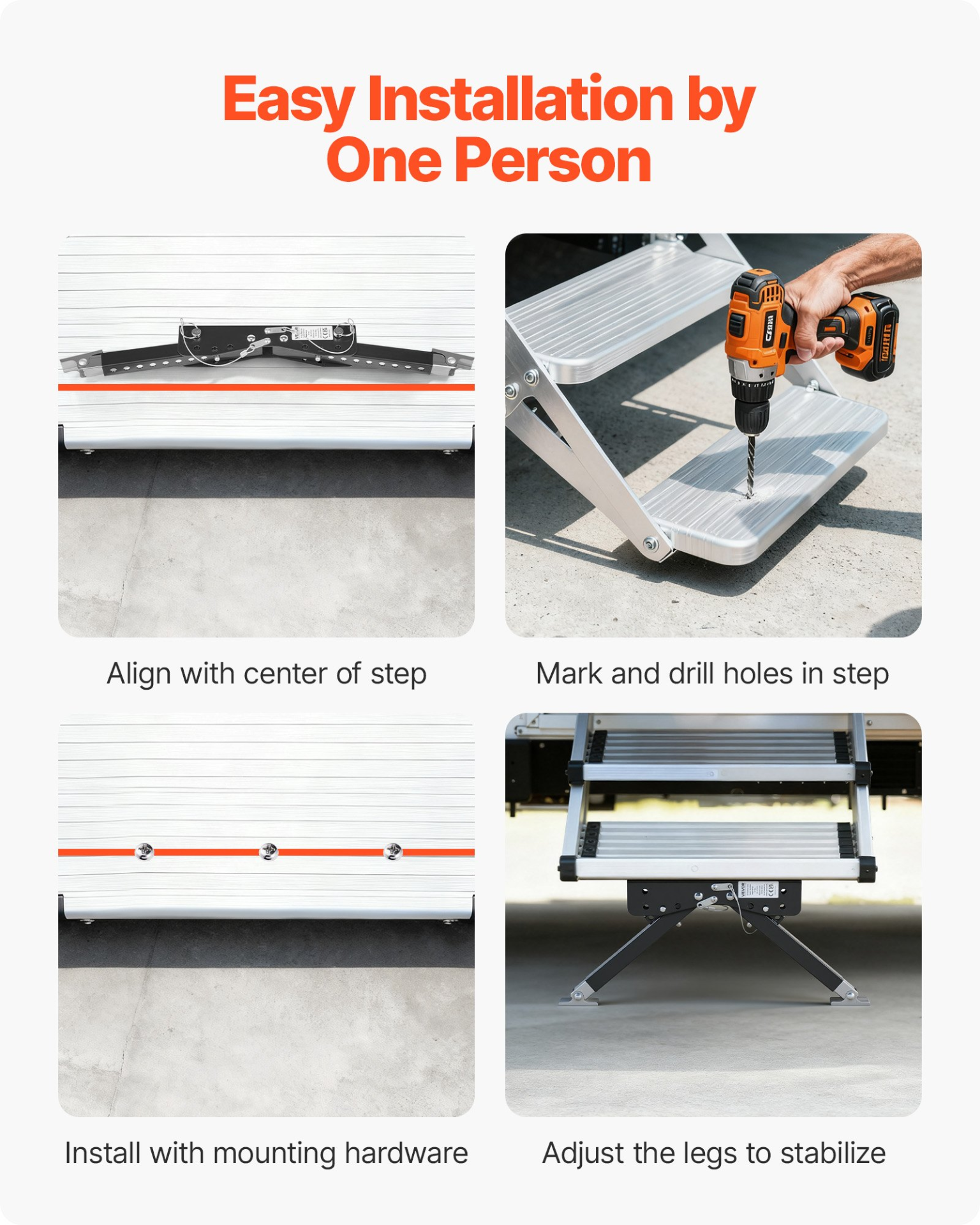 VEVOR RV Step Stabilizer Kit – Height-Adjustable Camper Stair Support