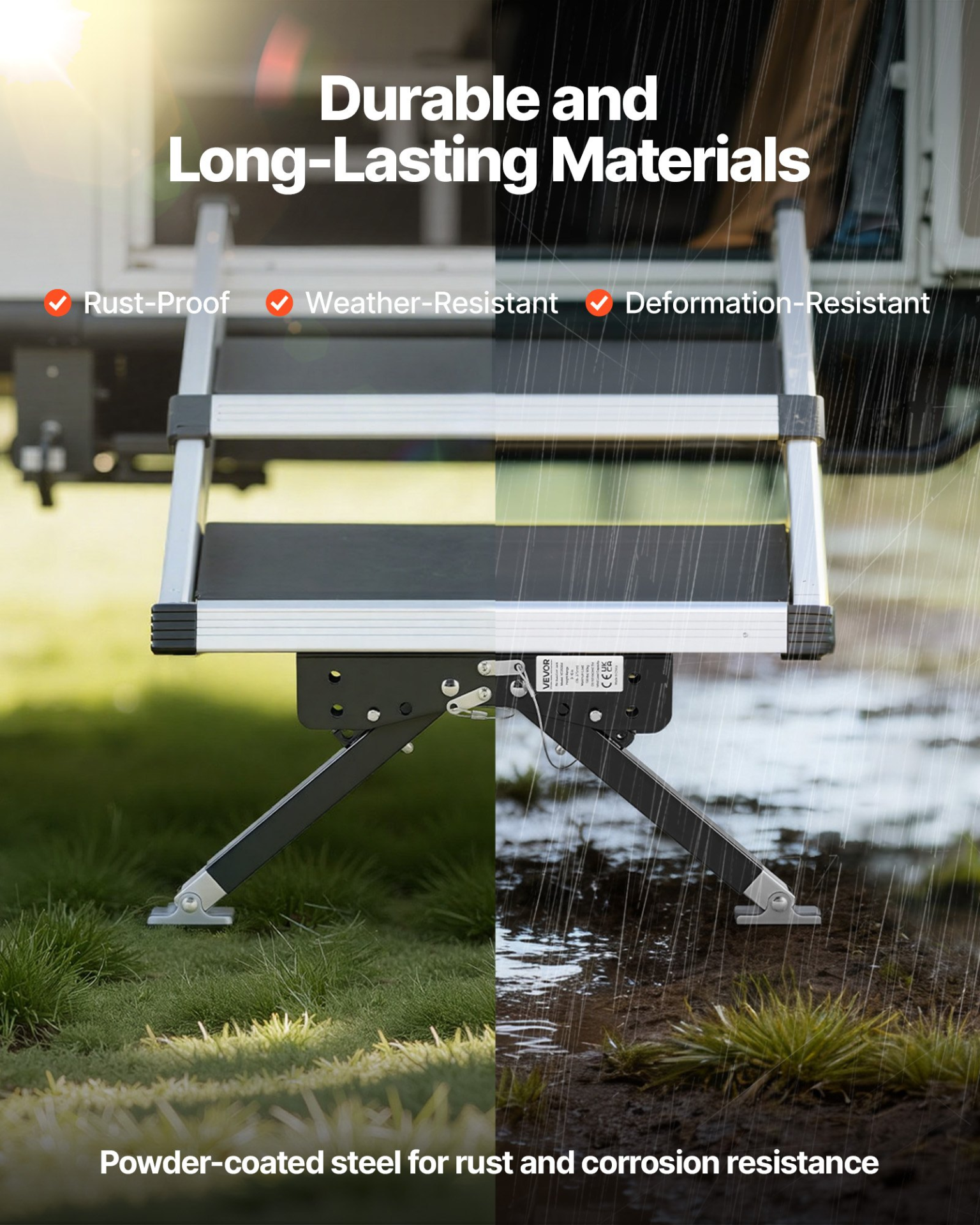 VEVOR RV Step Stabilizer Kit – Height-Adjustable Camper Stair Support