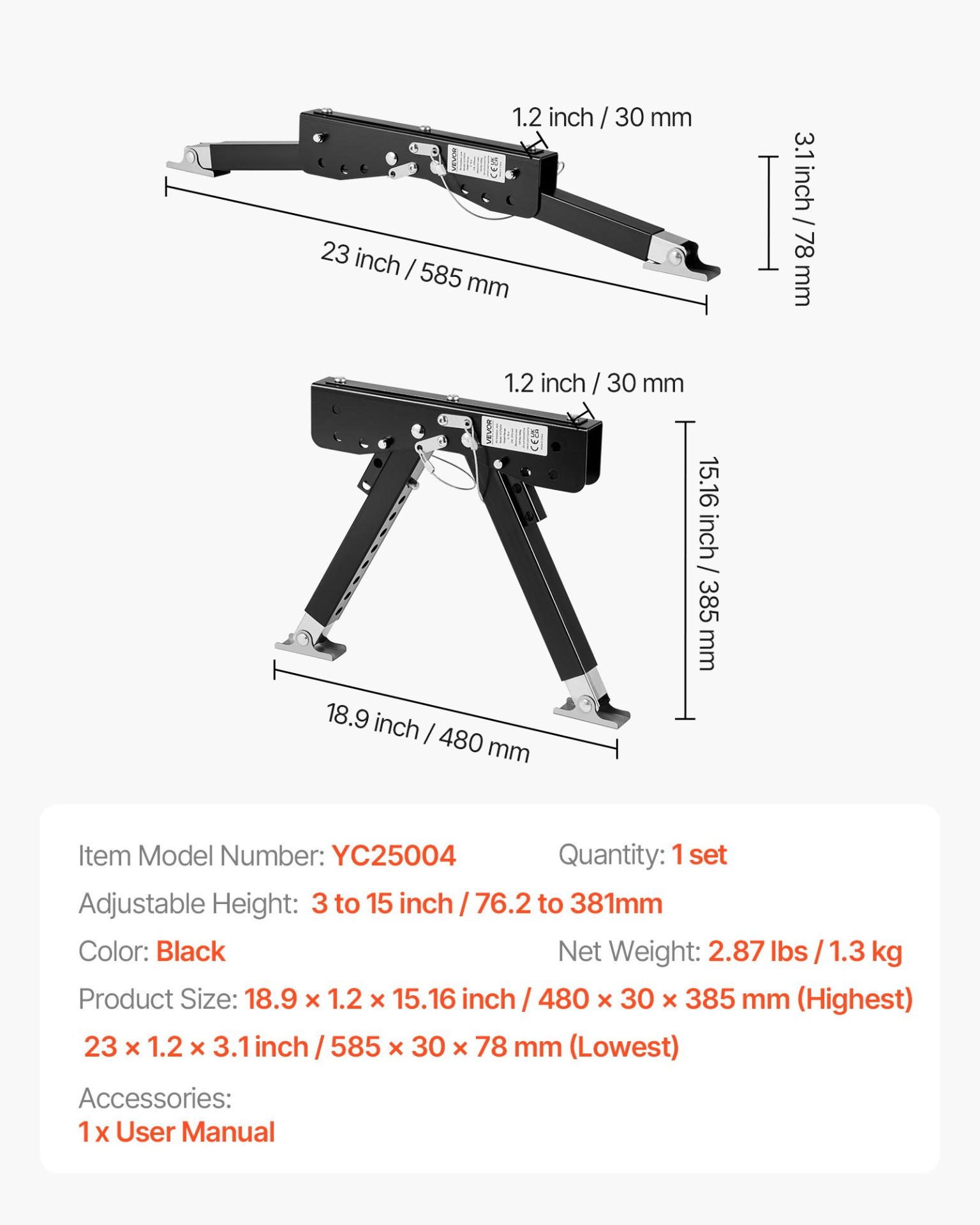 VEVOR RV Step Stabilizer Kit – Height-Adjustable Camper Stair Support