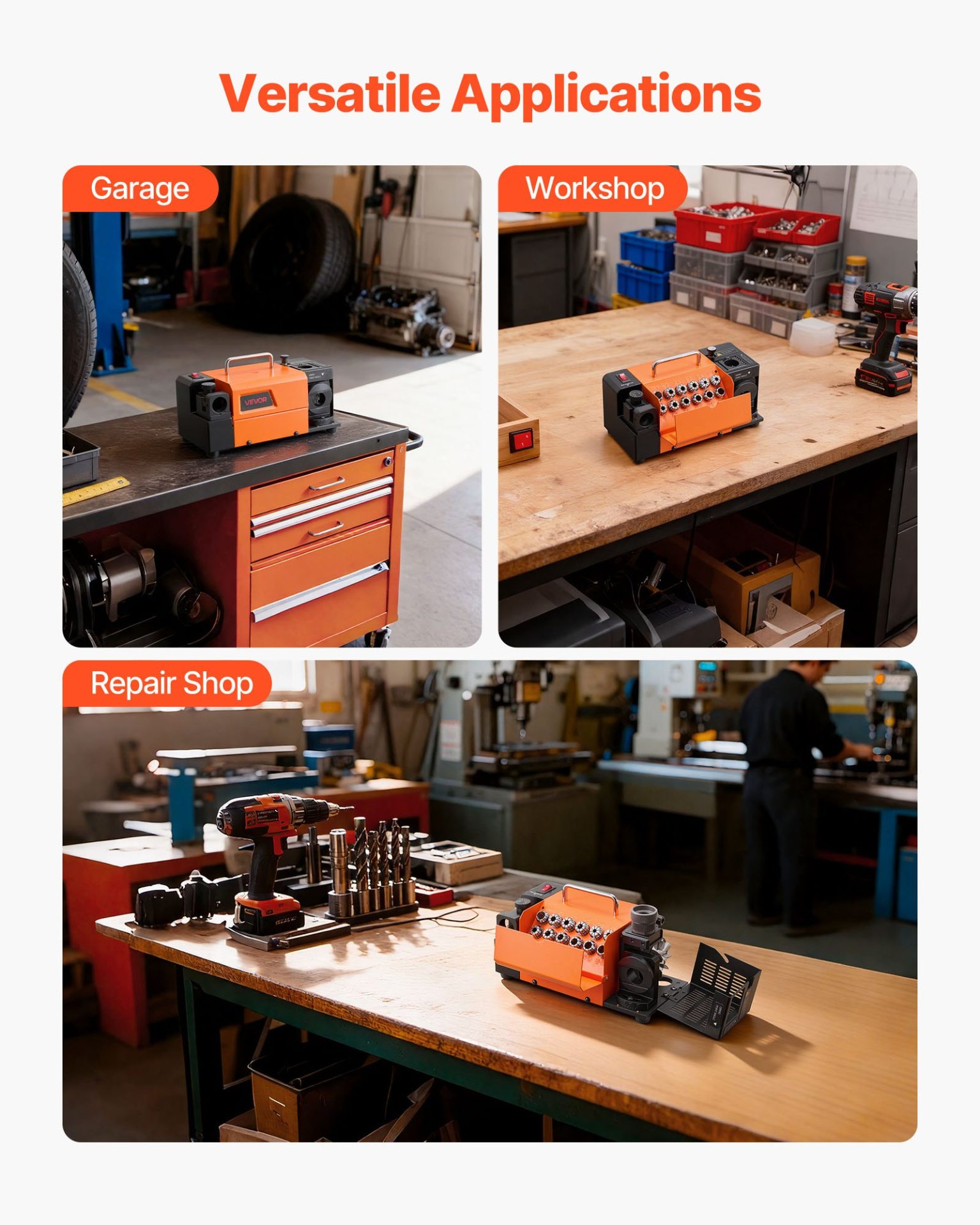 3-15mm Drill Bit Grinder Sharpener MR-13B+ 5800RPM CBN SDC Wheels 13 Collets - Produktbild 4