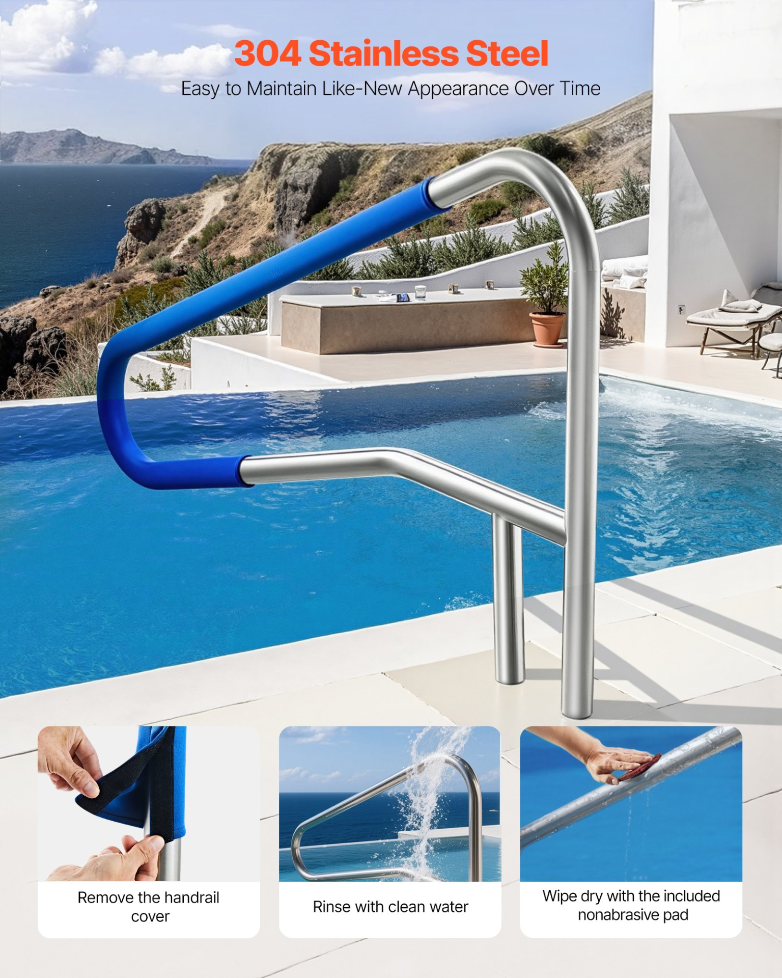 Pool Rail, 54 x 32 inch Pool Handrail, Water Parks