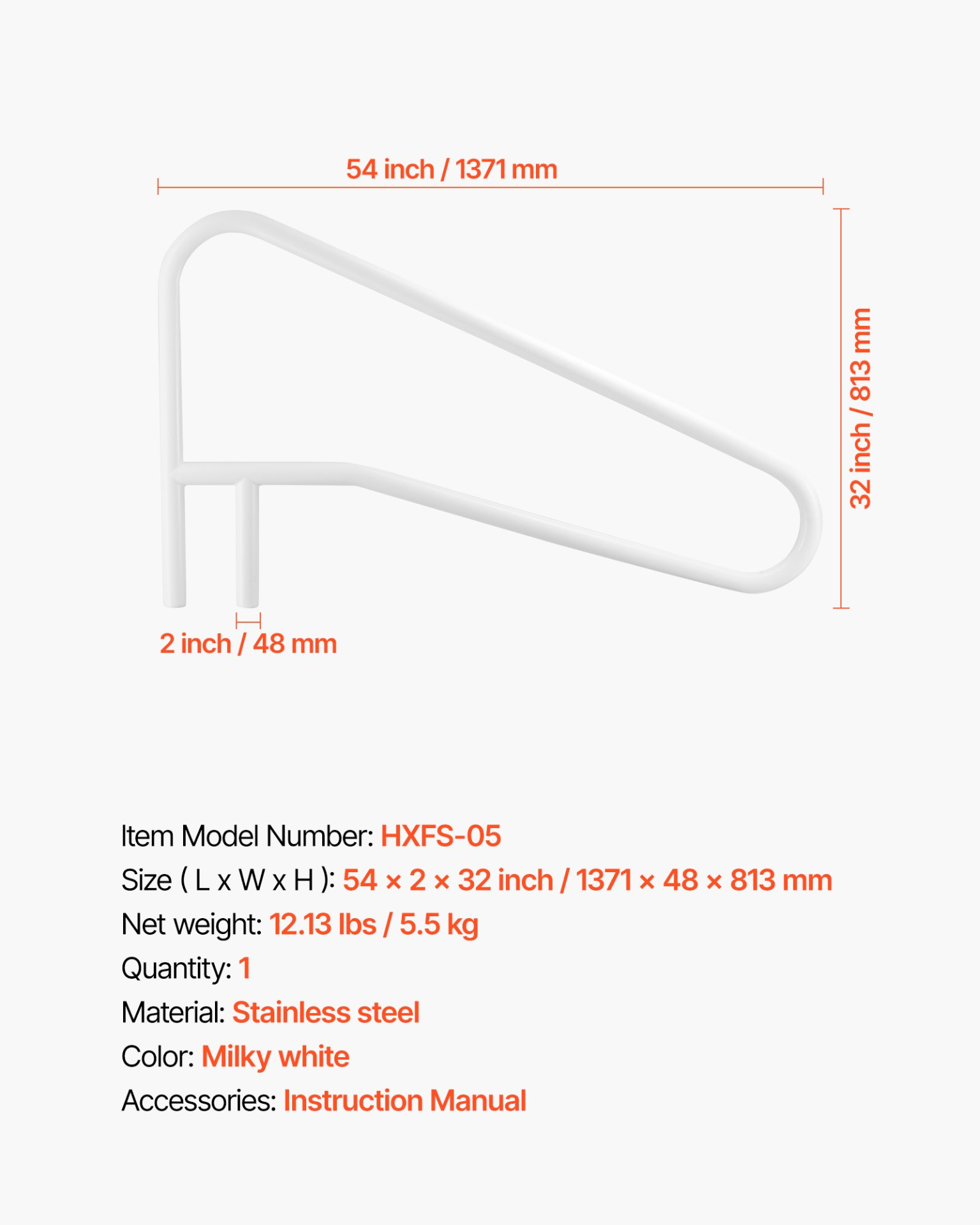 Pool Rail, 54 x 32 inch Pool Handrail, Spa Centers