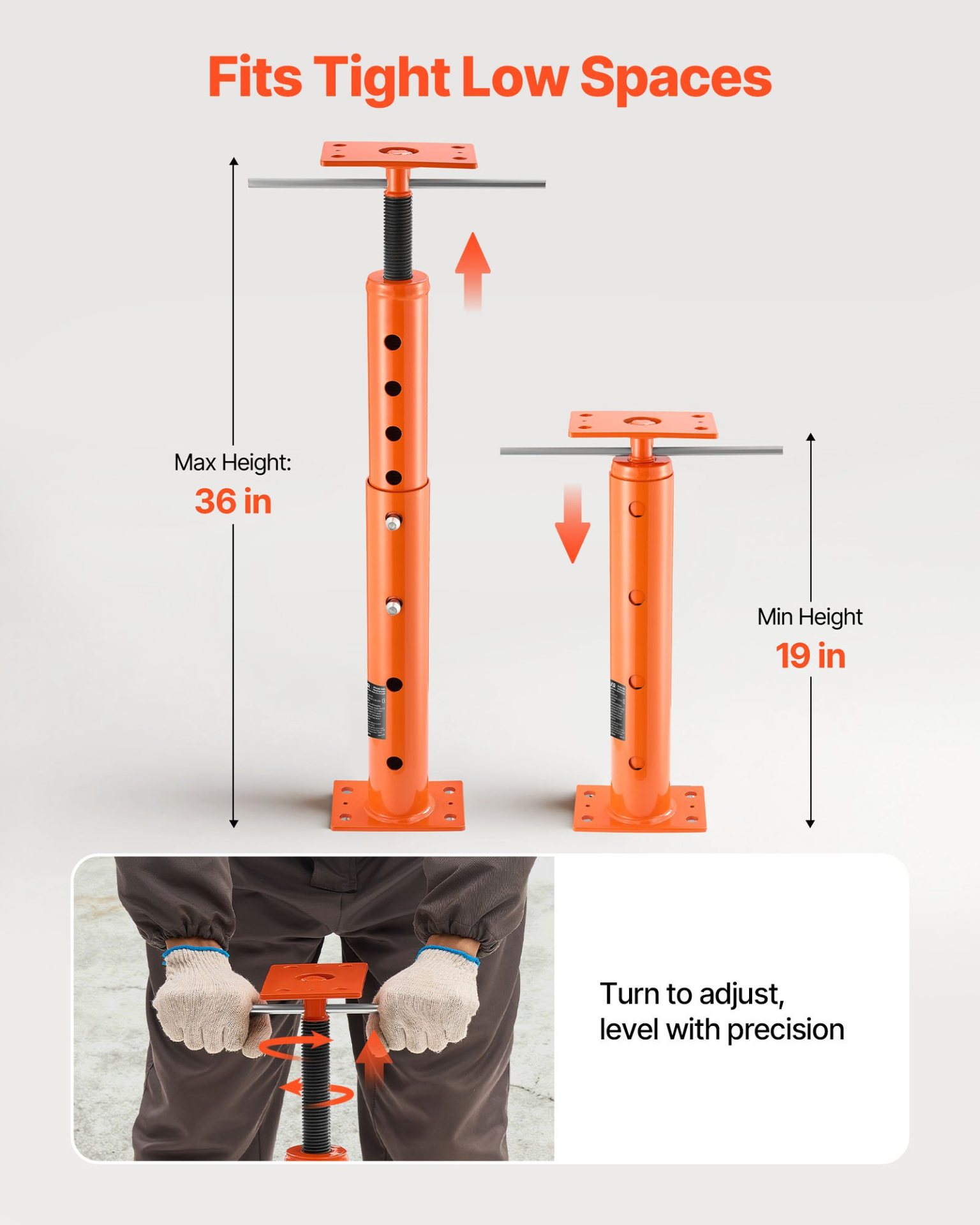 VEVOR 2-Pack House Jack Posts | 18,000 lb Capacity Telescoping