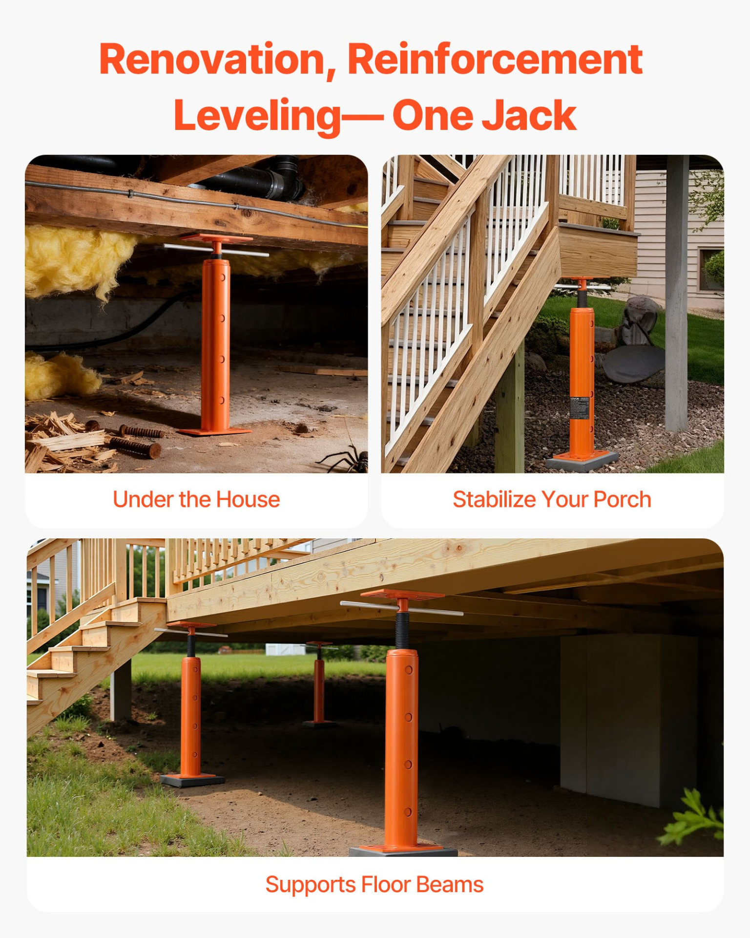 VEVOR 2-Pack House Jack Posts | 18,000 lb Capacity Telescoping