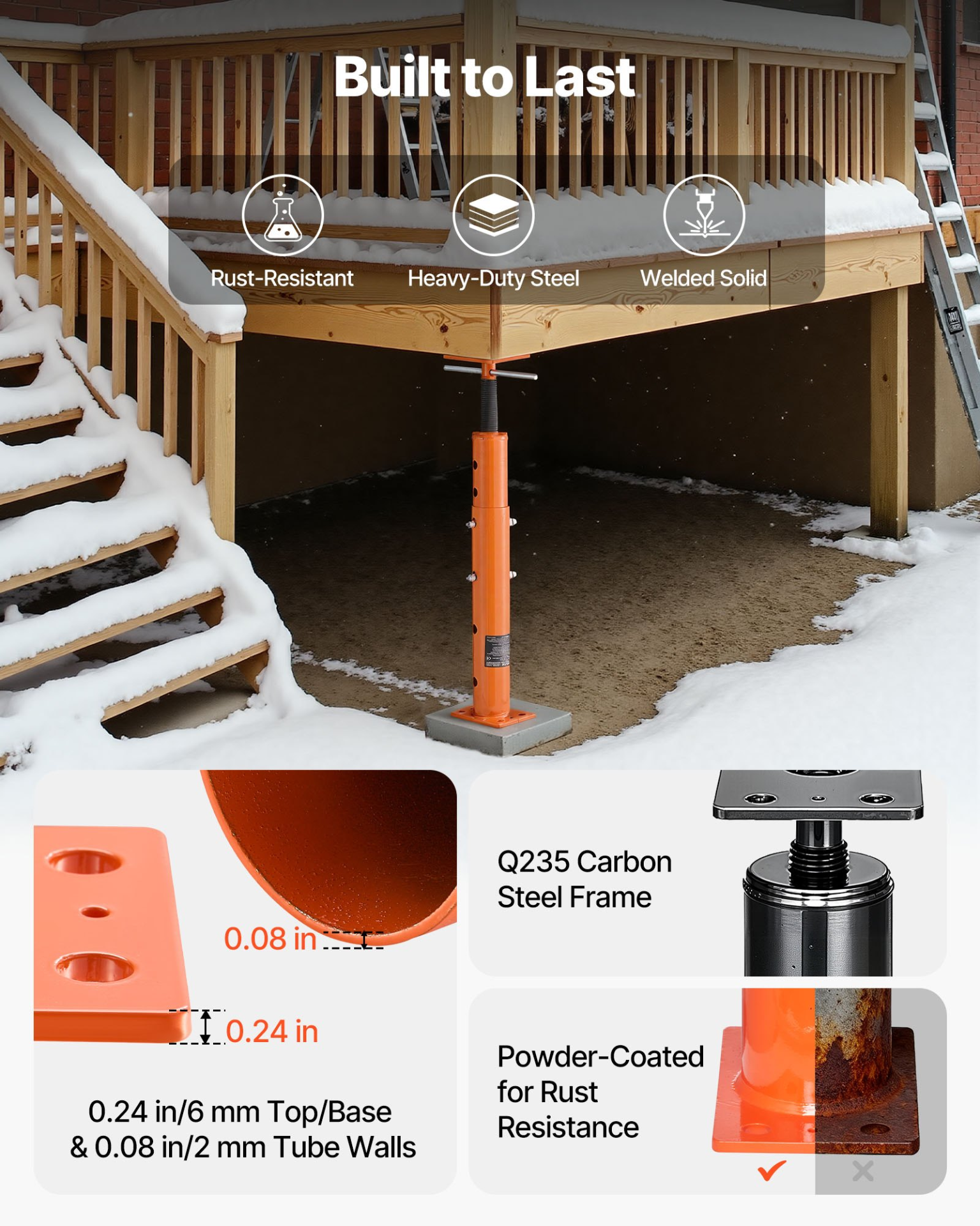 VEVOR 2-Pack House Jack Posts | 18,000 lb Capacity Telescoping