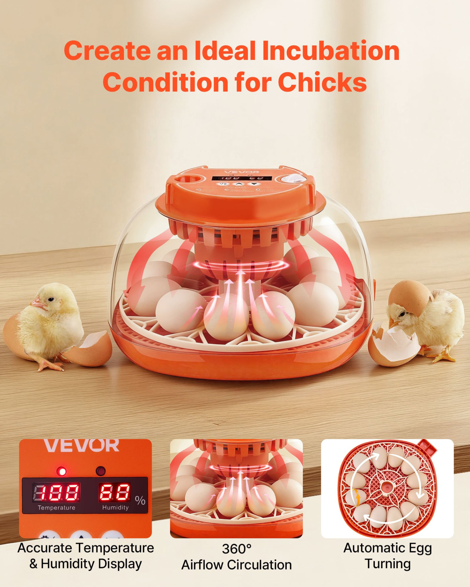 12 Egg Incubator, Hatching Chicks Ducks Goose Quail