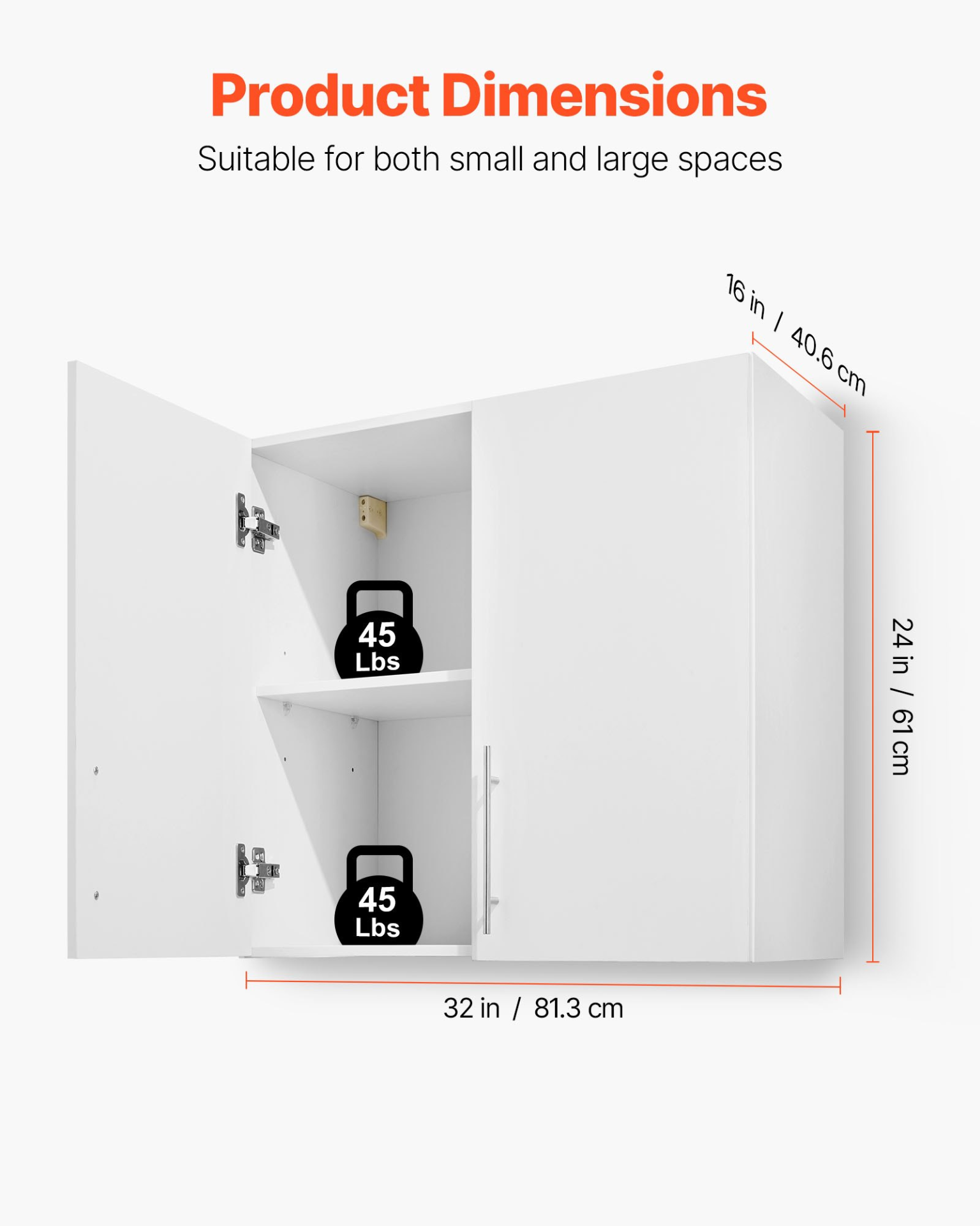 VEVOR Wall Mounted Storage Cabinet – 32" Wide 2-Tier Cupboard