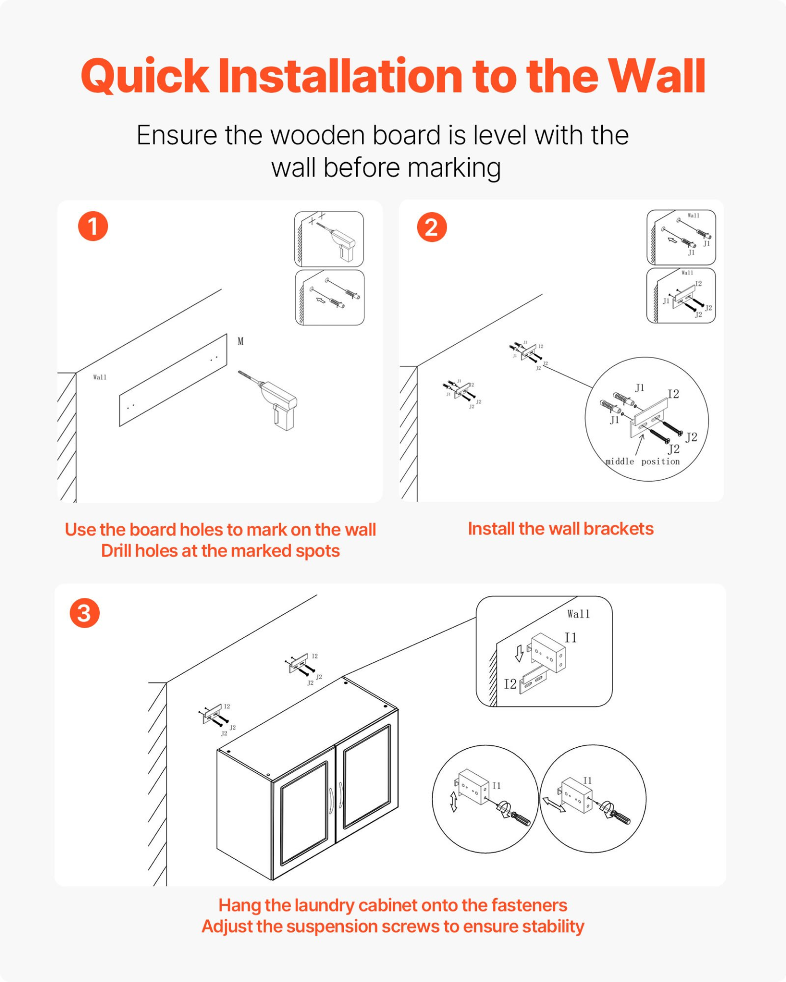 VEVOR Wall Mounted Storage Cabinet – 32" Wide 2-Tier Cupboard