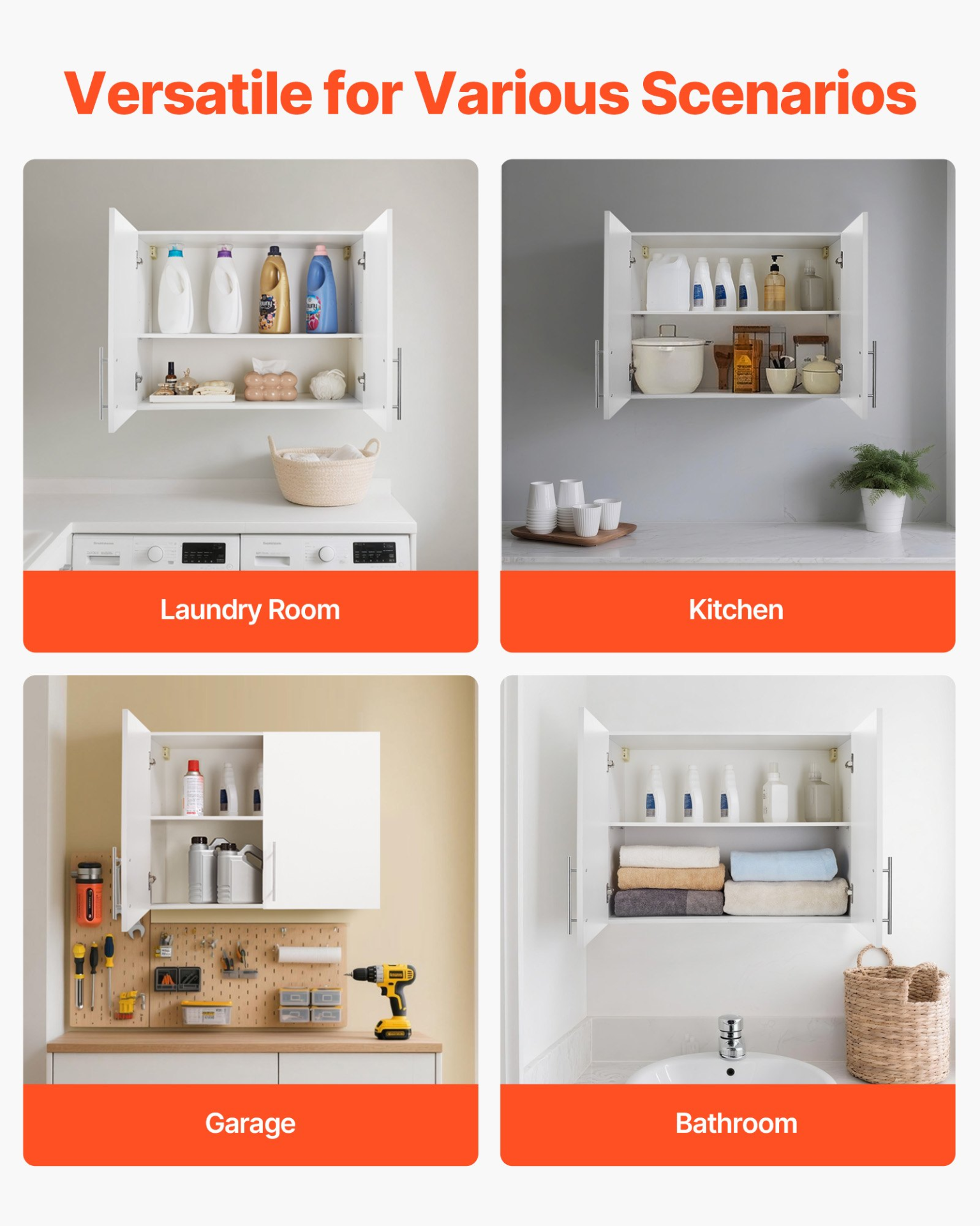 VEVOR Wall Mounted Storage Cabinet – 32" Wide 2-Tier Cupboard