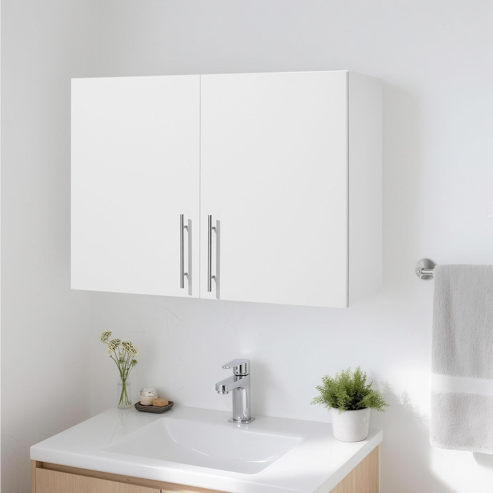 VEVOR Wall Mounted Storage Cabinet – 32" Wide 2-Tier Cupboard