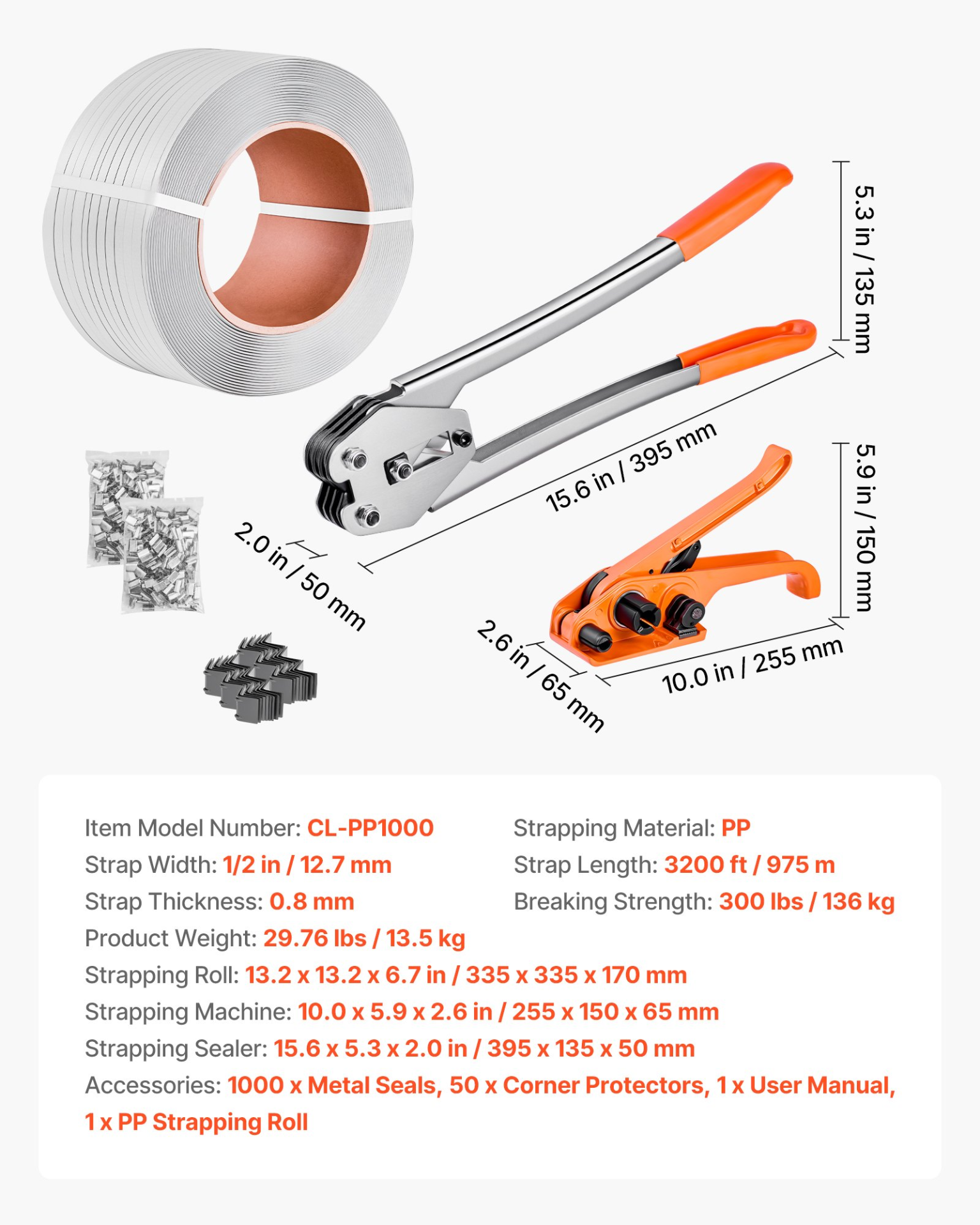 VEVOR Heavy-Duty Strapping Kit – Complete Pallet Banding Set
