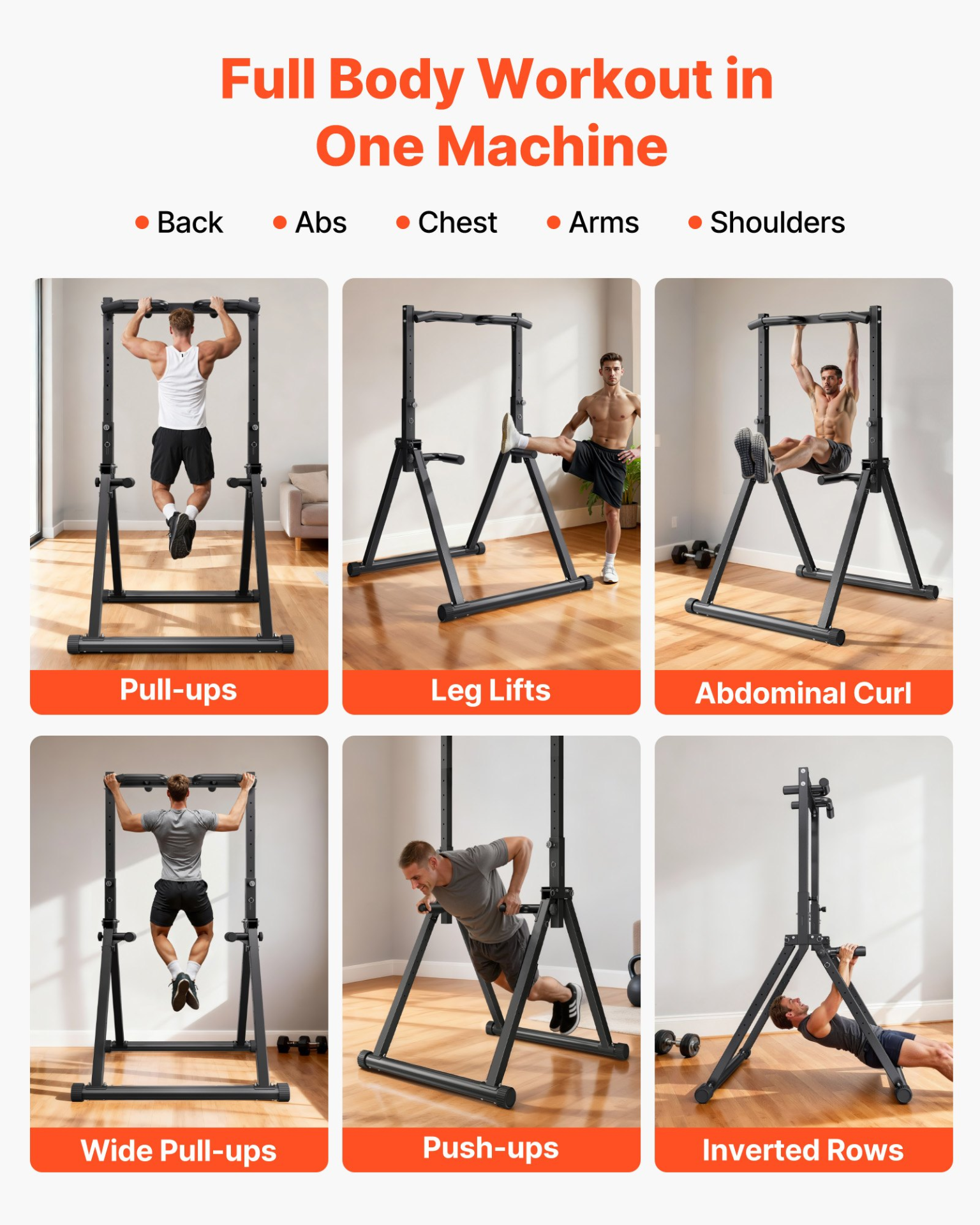 Pull Up Bar, 330LBS Capacity Portable Pullup Bar Station, Back