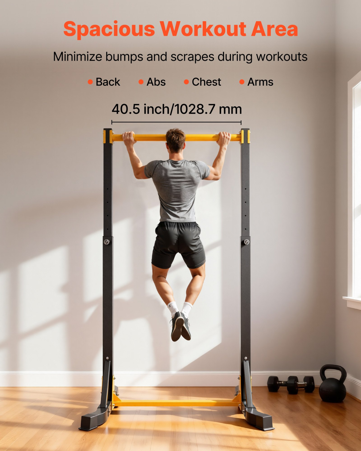 Pull Up Bar Station Free Standing Adjustable Height 330LB Capacity